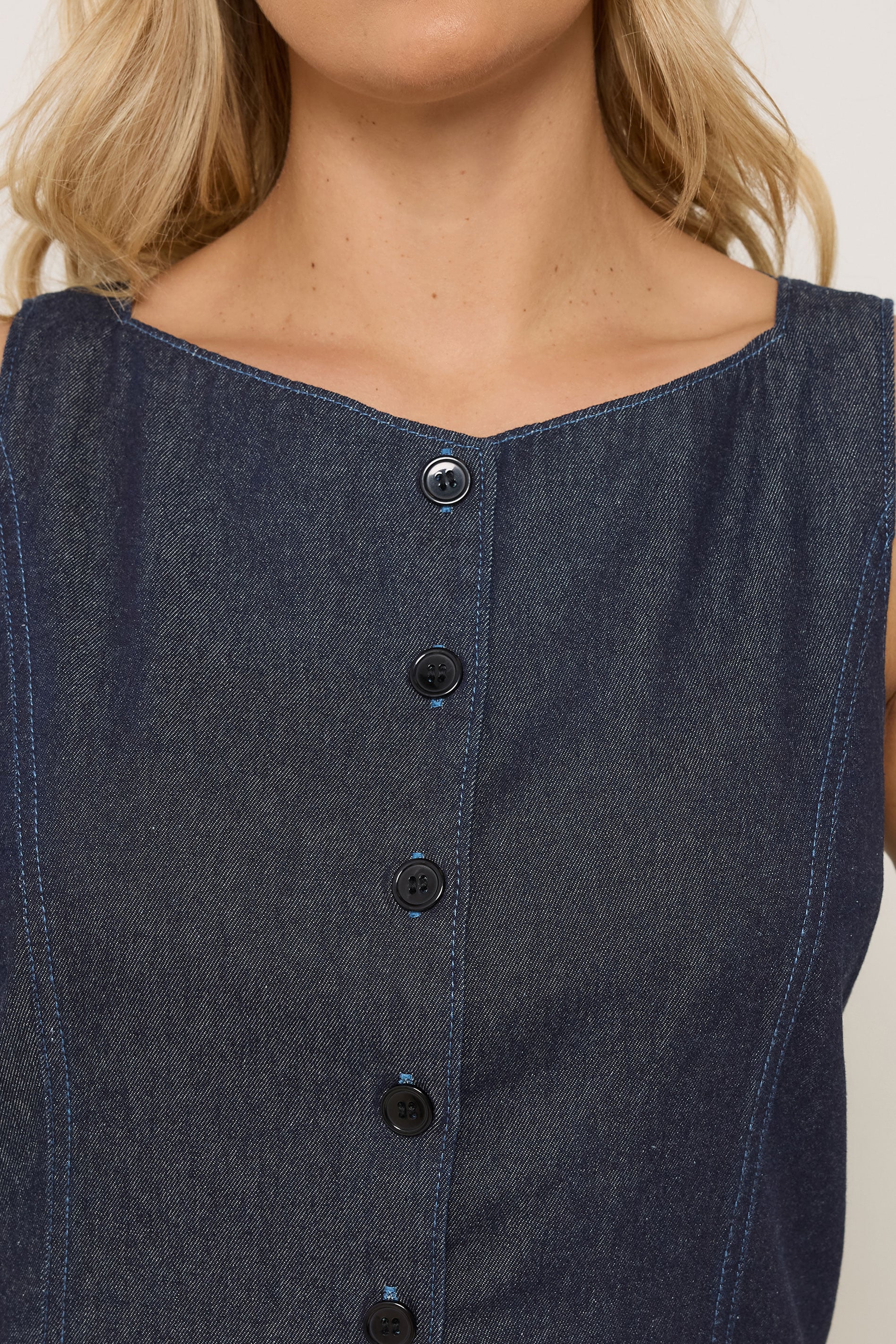 YOURS Plus Size Indigo Blue Denim Waistcoat | Yours Clothing 4
