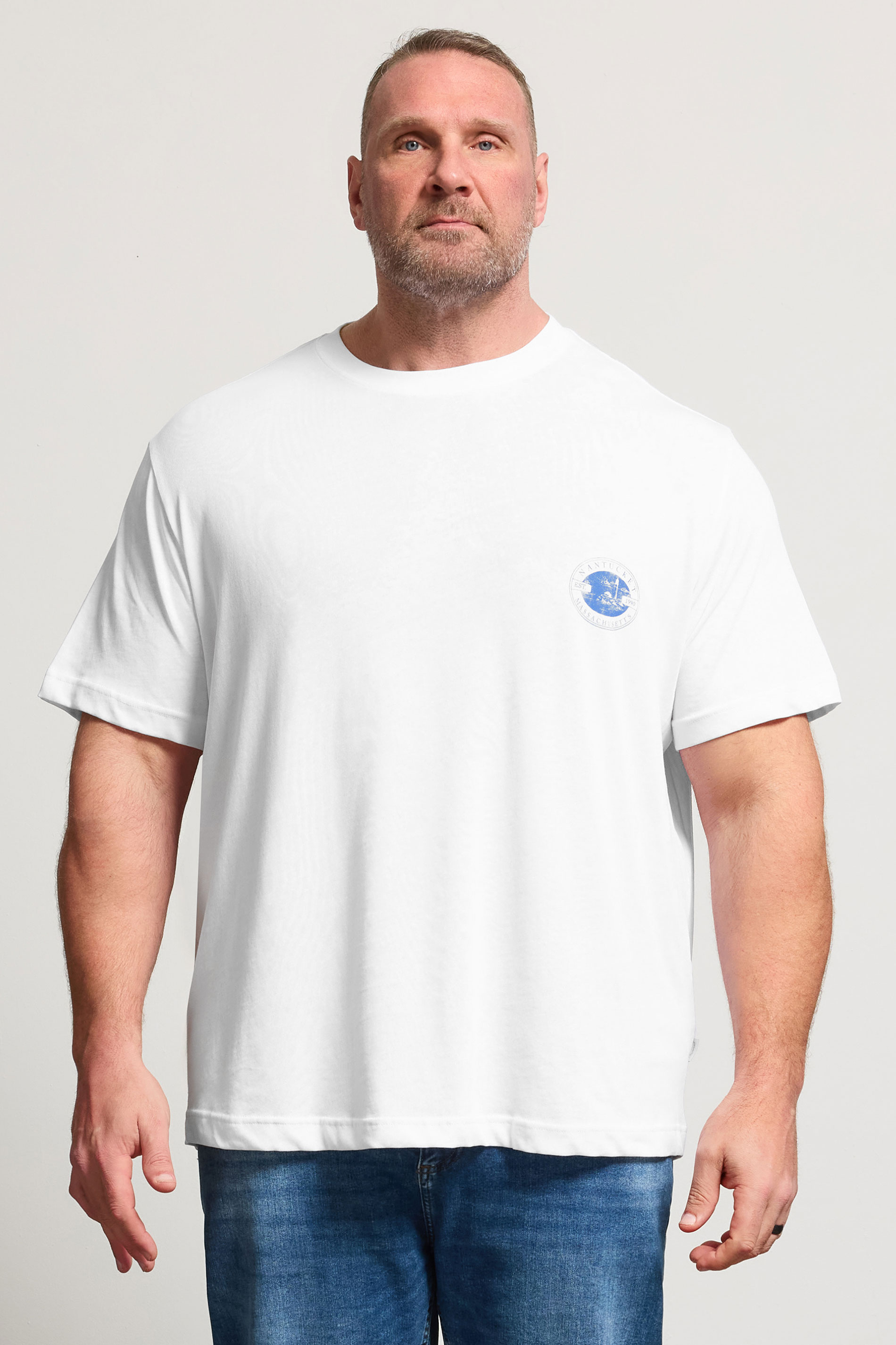 JACK & JONES Big & Tall White Printed Graphic T-Shirt | BadRhino 3
