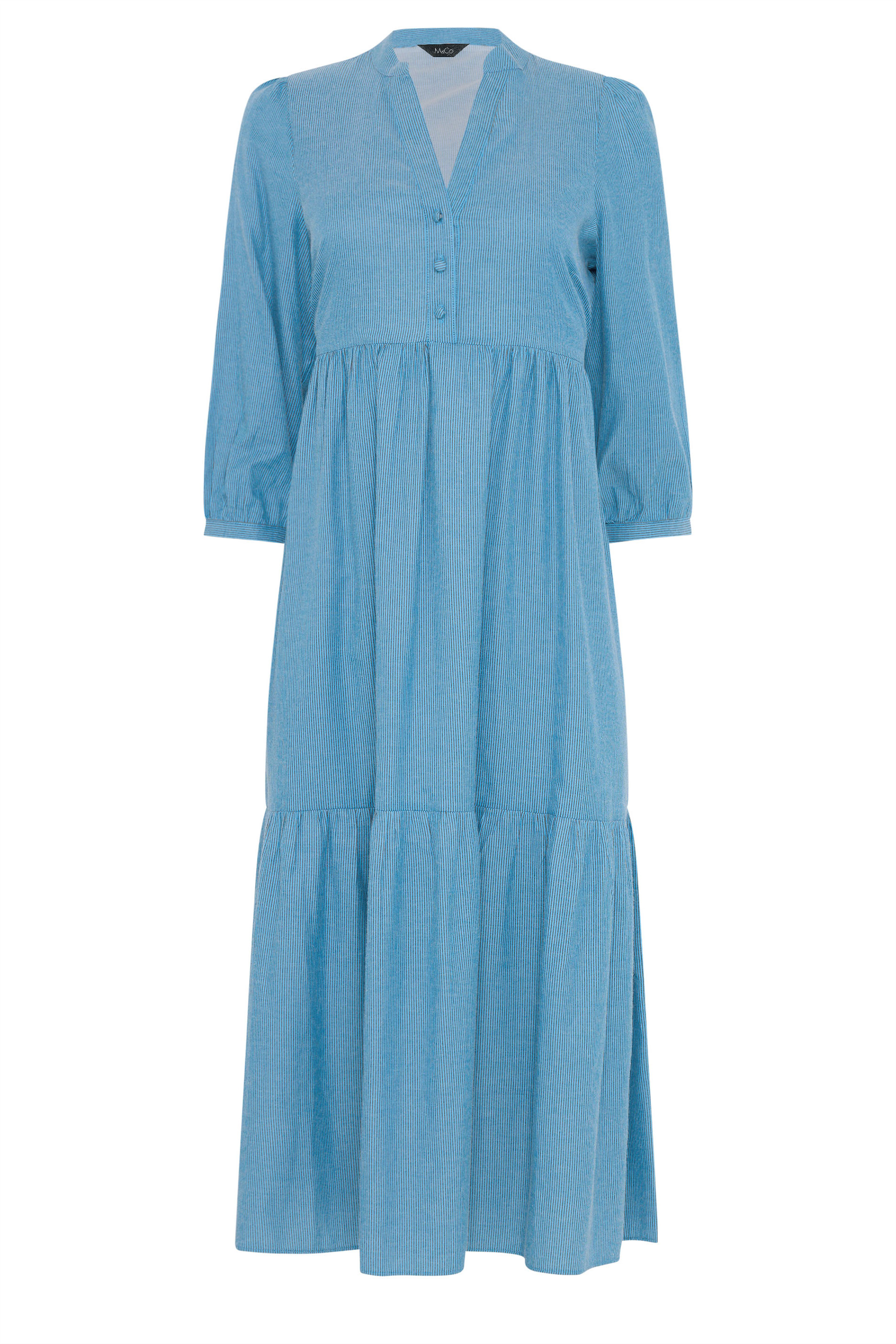 M&Co Blue Fine Stripe Tiered Maxi Dress | M&Co 6