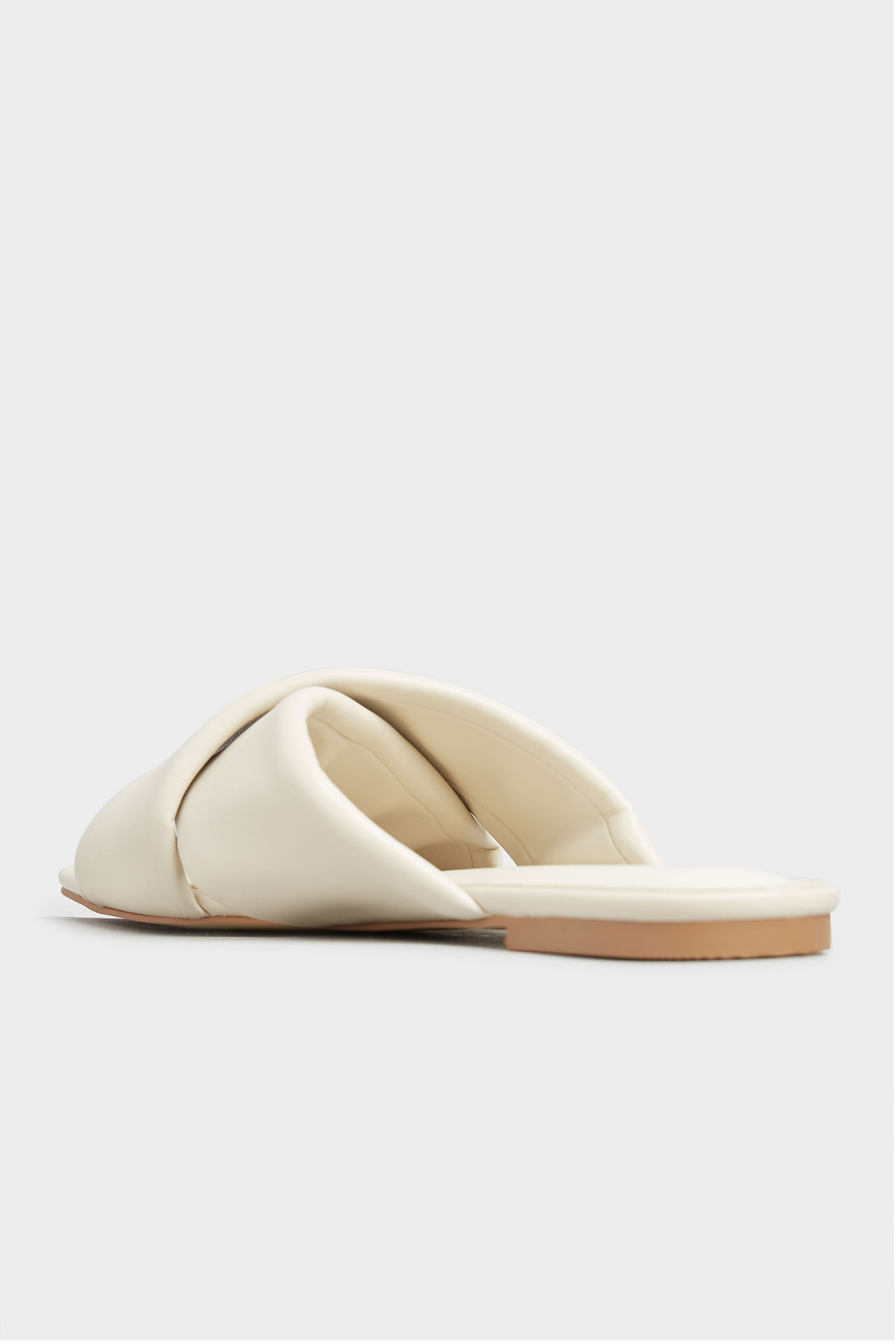 LTS White Cross Strap Square Mules In Standard Fit | Long Tall Sally