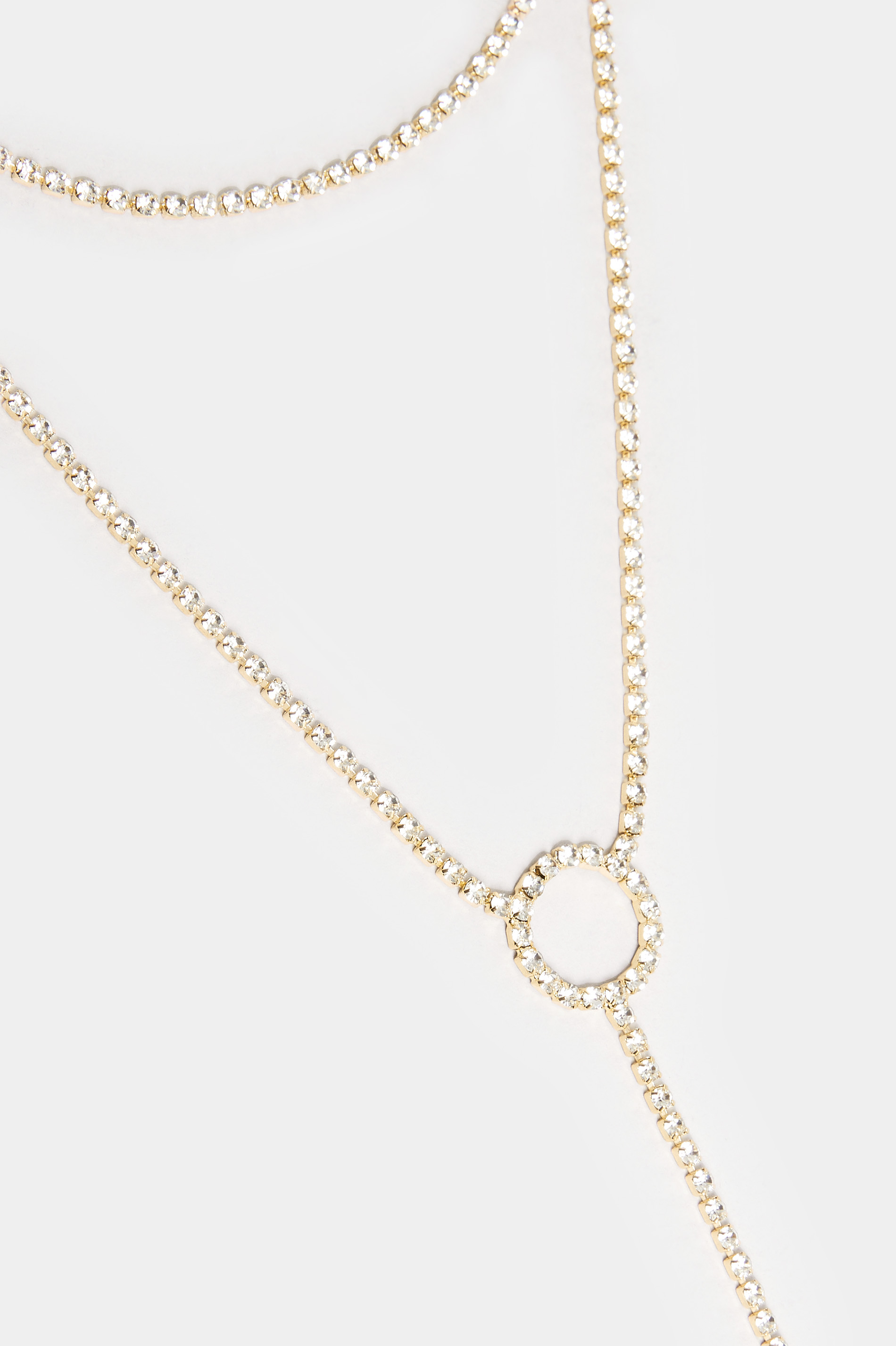 Gold Tone Diamante Layered Circle Necklace | Yours Clothing 3