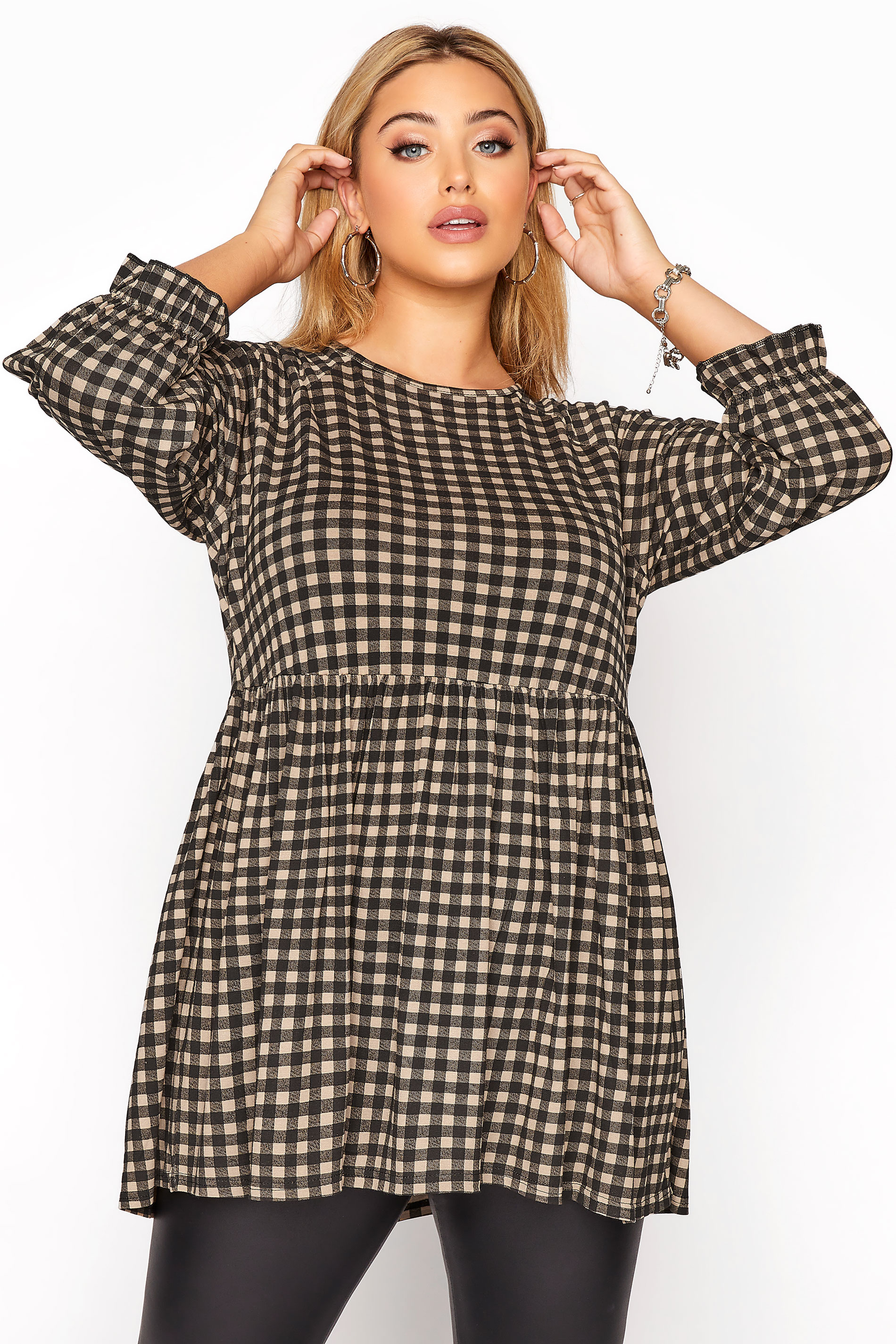 LIMITED COLLECTION Natural Gingham Smock Top_A.jpg