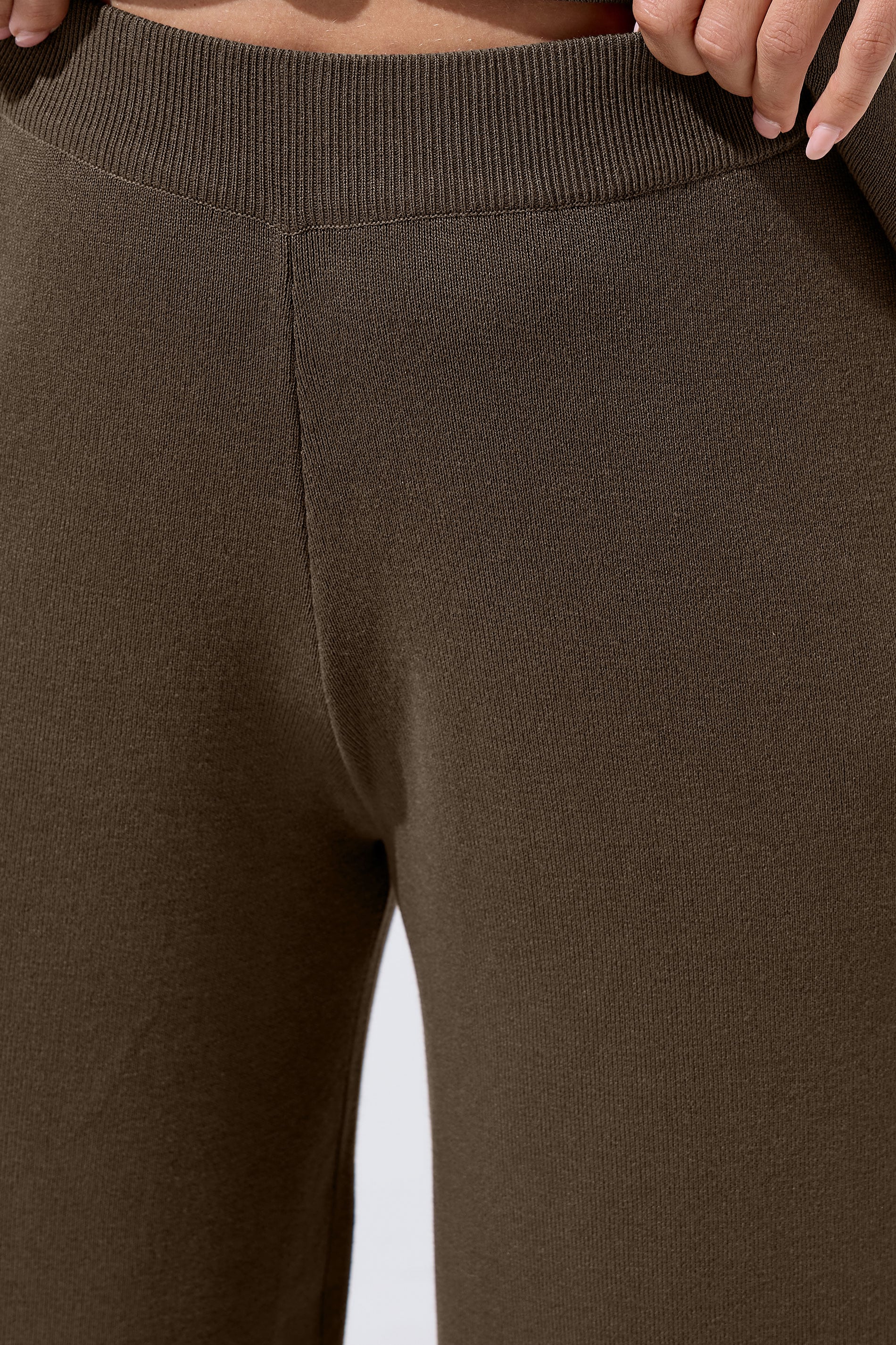 LIMITED COLLECTION Plus Size Chocolate Brown Knitted Trousers | Yours Clothing 4
