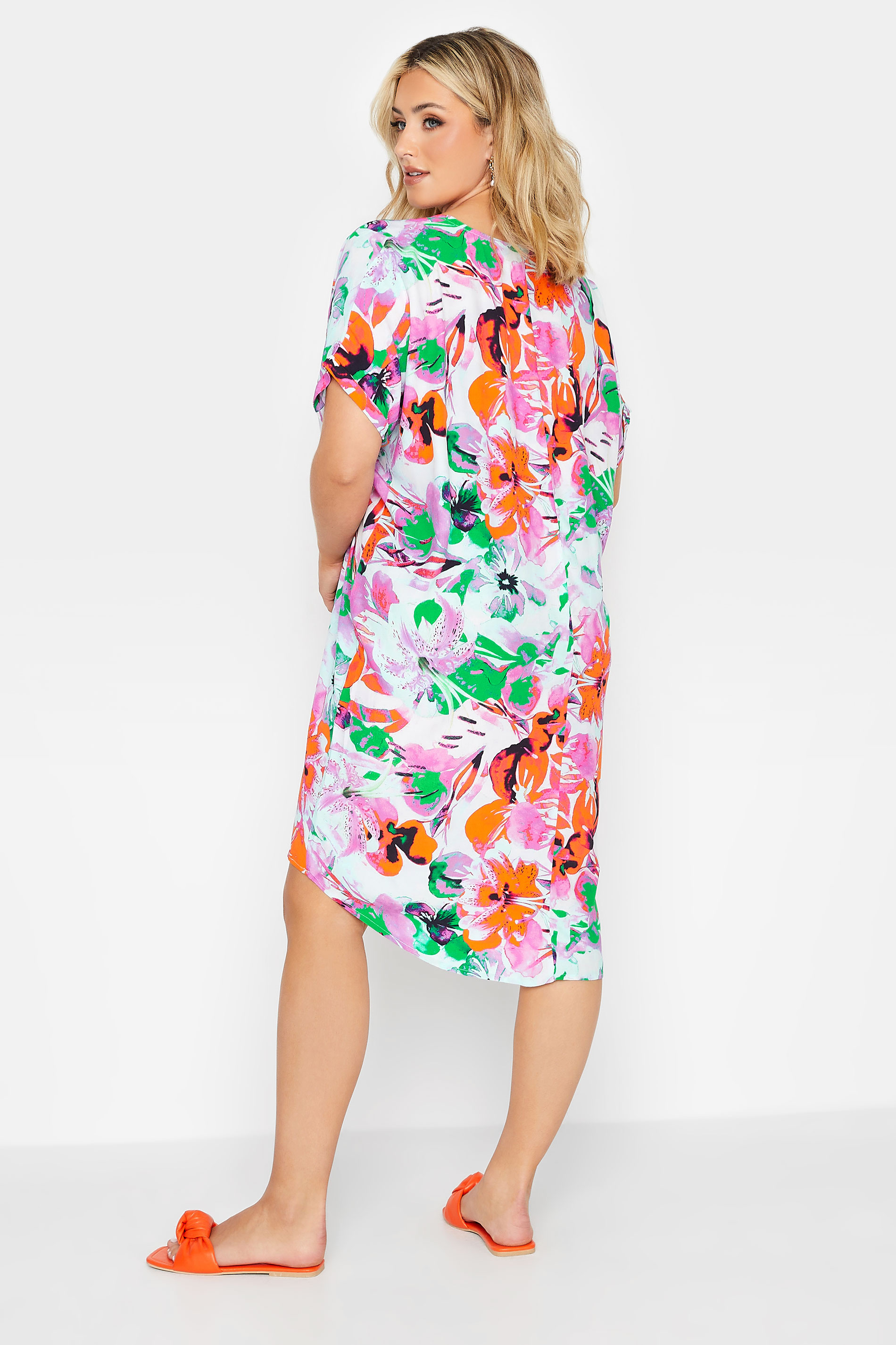 YOURS Plus Size Pink Floral Print Tunic Dress  | Yours Clothing 3