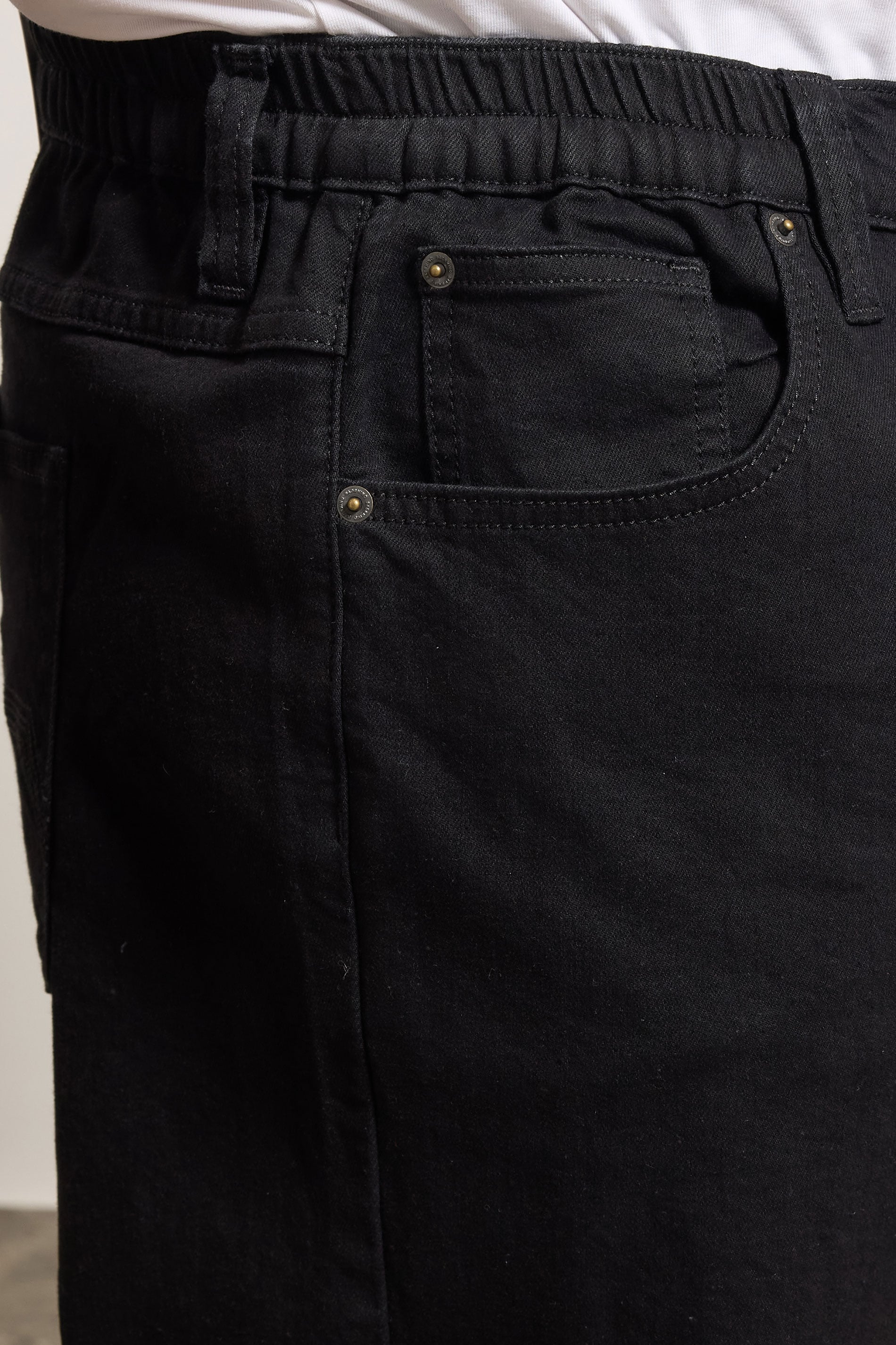 BadRhino Big & Tall Black Elasticated Waist Stretch Jeans | BadRhino 5