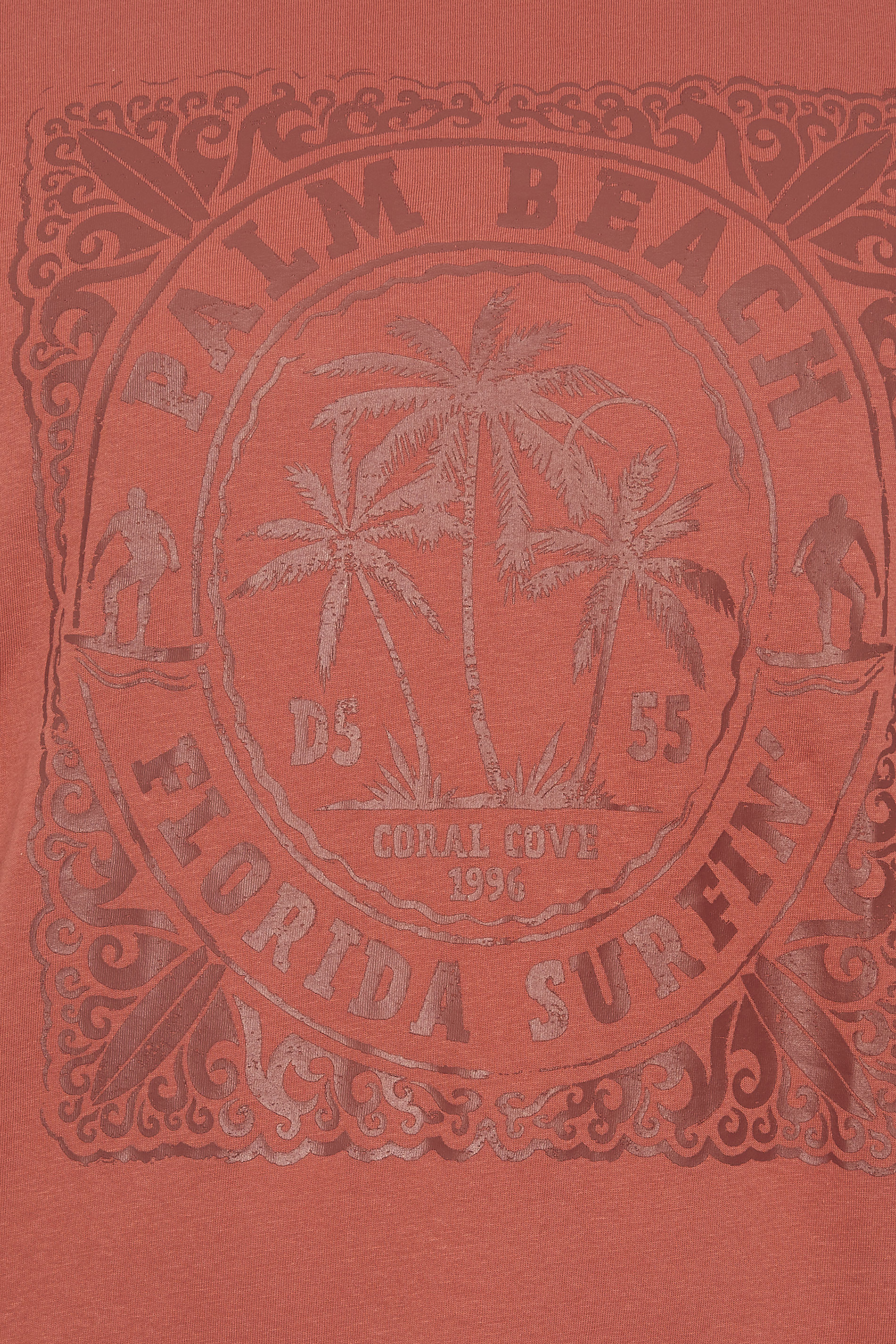 D555 Big & Tall Brick Red Florida Surf Print T-Shirt | BadRhino 5