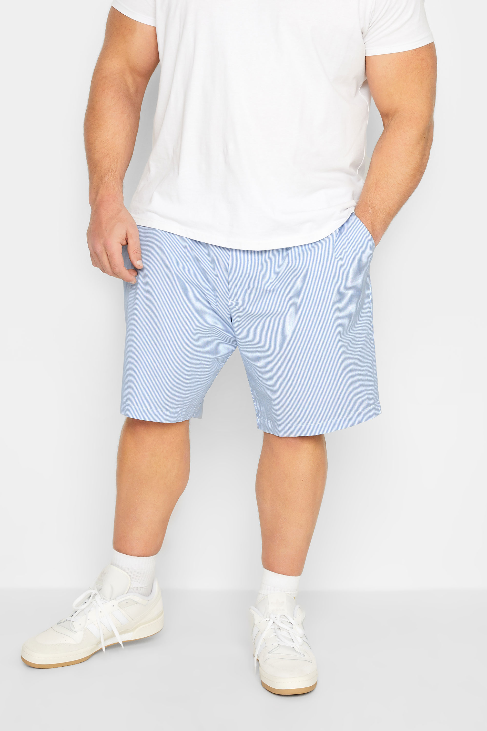 BadRhino Big & Tall Mens Light Blue Stripe Chino Shorts | BadRhino  1