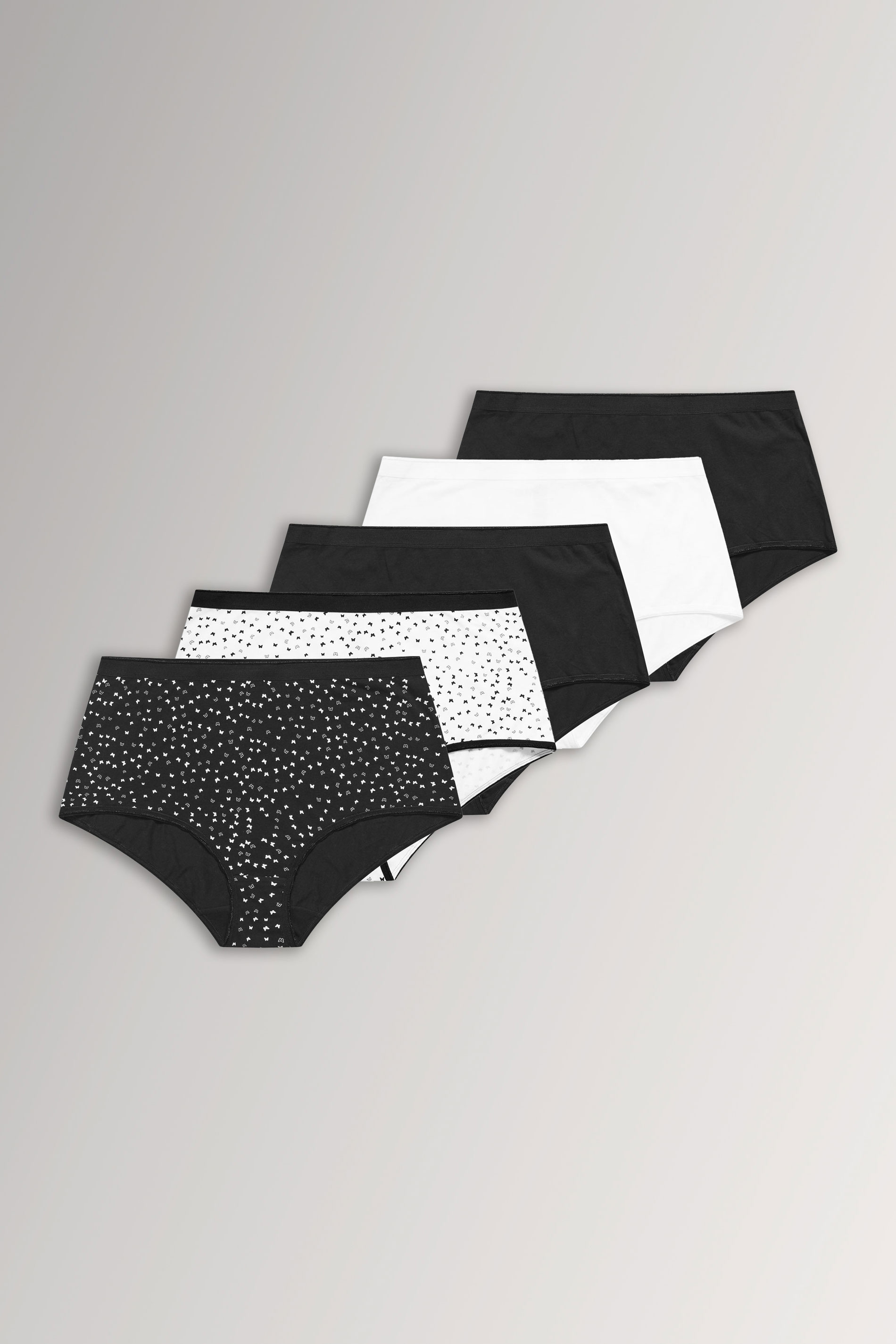 YOURSET 5 PACK Plus Size Black Ditsy Butterfly High Waisted Full Briefs | Yours Clothing 3