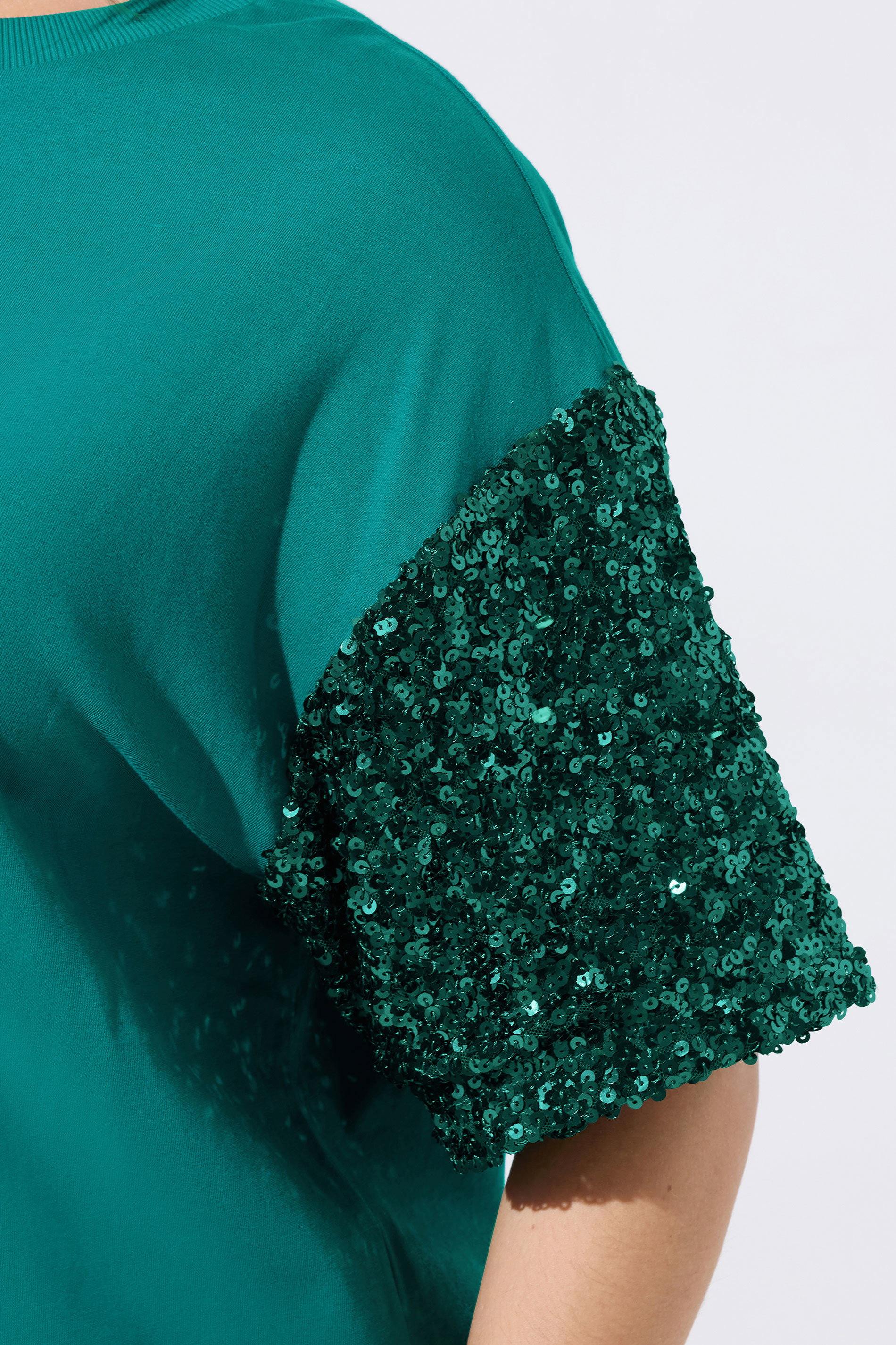 LIMITED COLLECTION Plus Size Green Sequin Sleeve Mini Dress | Yours Clothing 4