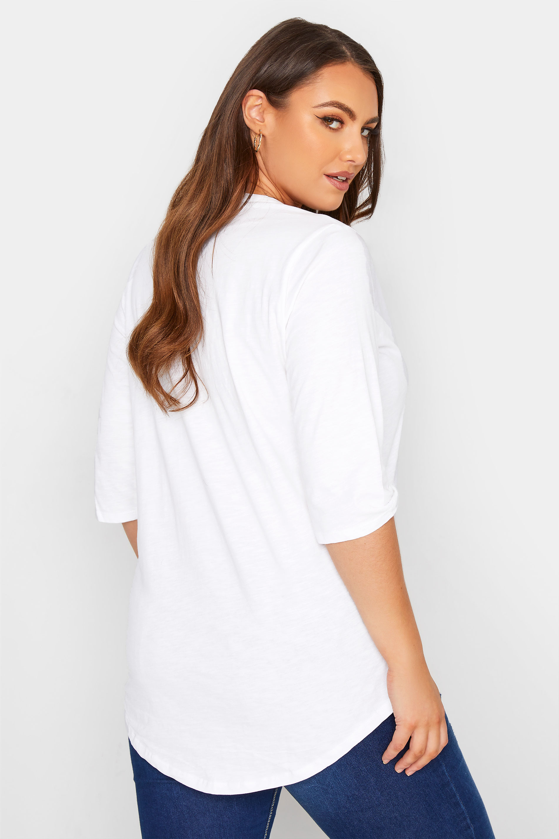 Plus Size YOURS FOR GOOD White Pintuck Henley Top | Yours Clothing 3
