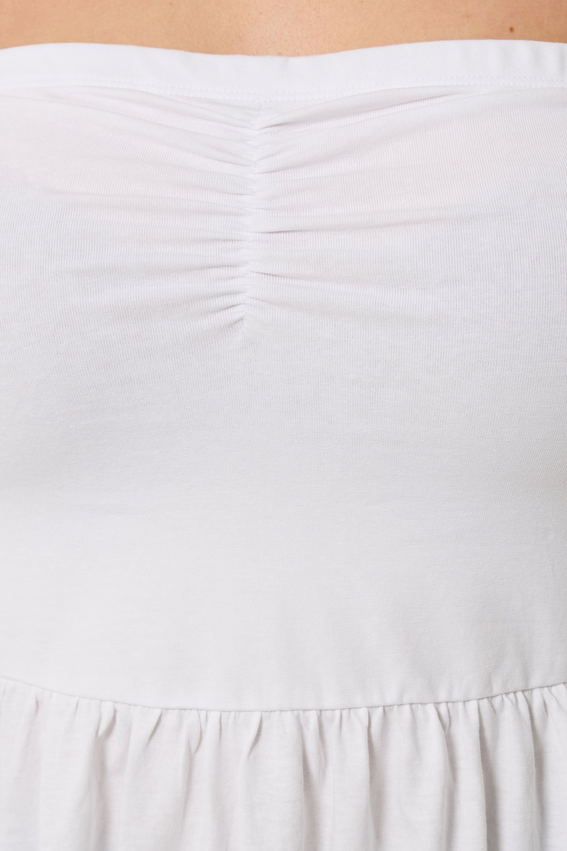 YOURS Plus Size White Peplum Bandeau Top | Yours Clothing 4