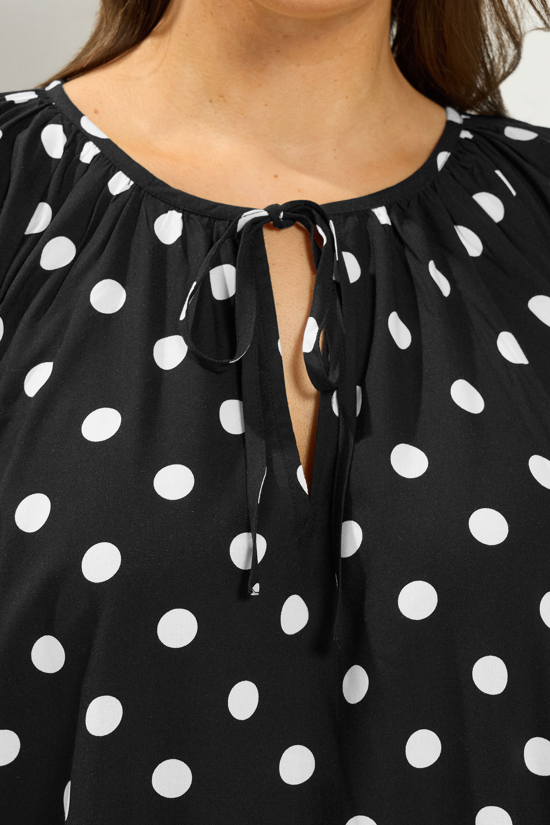 YOURS Plus Size Black Polka Dot Print Blouse | Yours Clothing 5