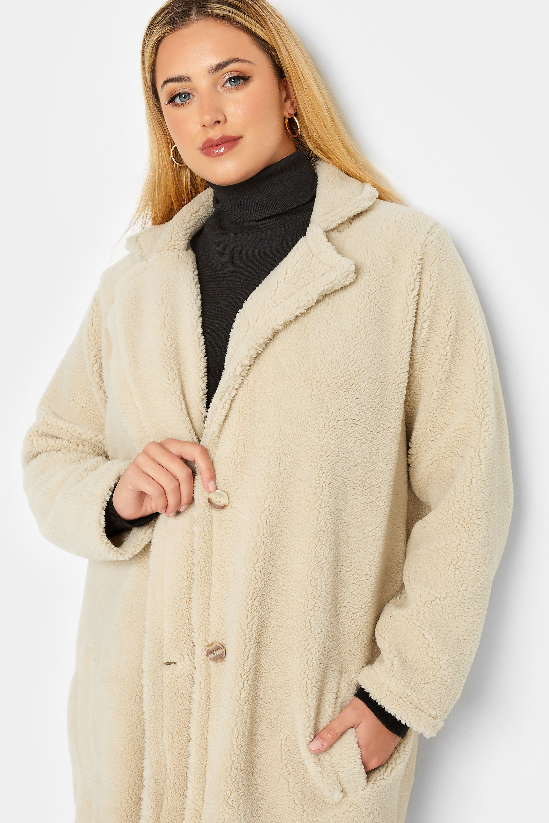 YOURS LUXURY Plus Size Curve Cream Faux Fur Coat 1