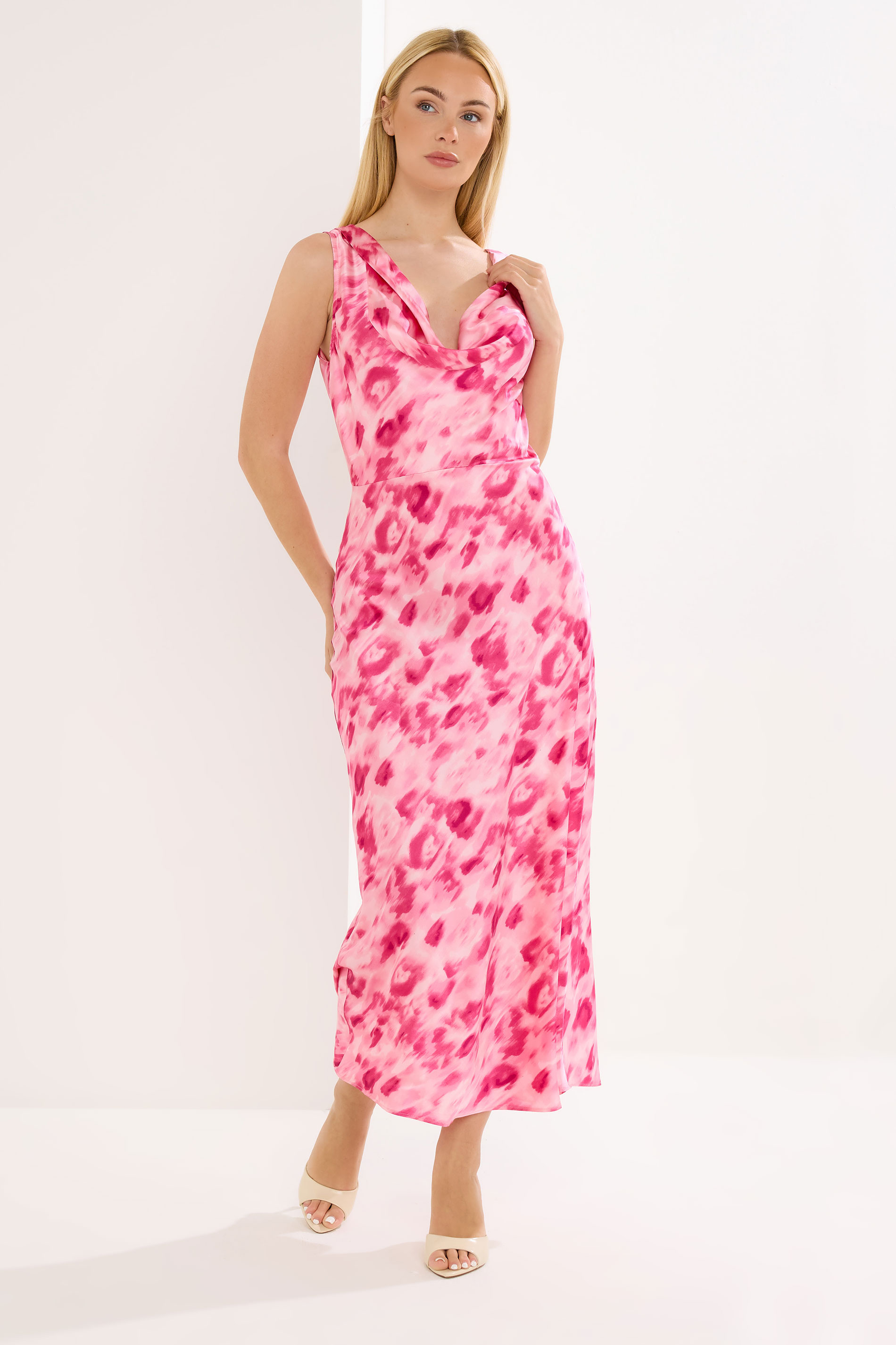 STAR Pink Abstract Cowl Neck Dress | StarByJM 3