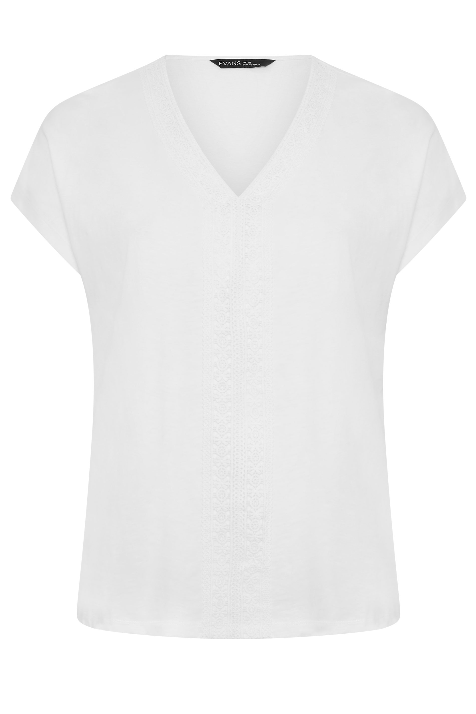 EVANS Plus Size White Cotton Crochet Trim Top | Evans 5