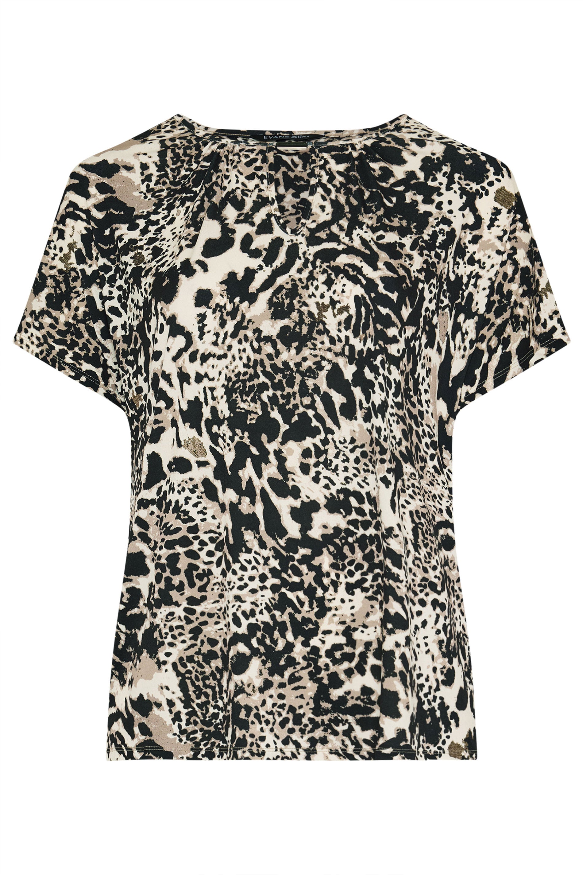 EVANS Plus Size Brown Animal Print Bar Detail Top | Evans 6