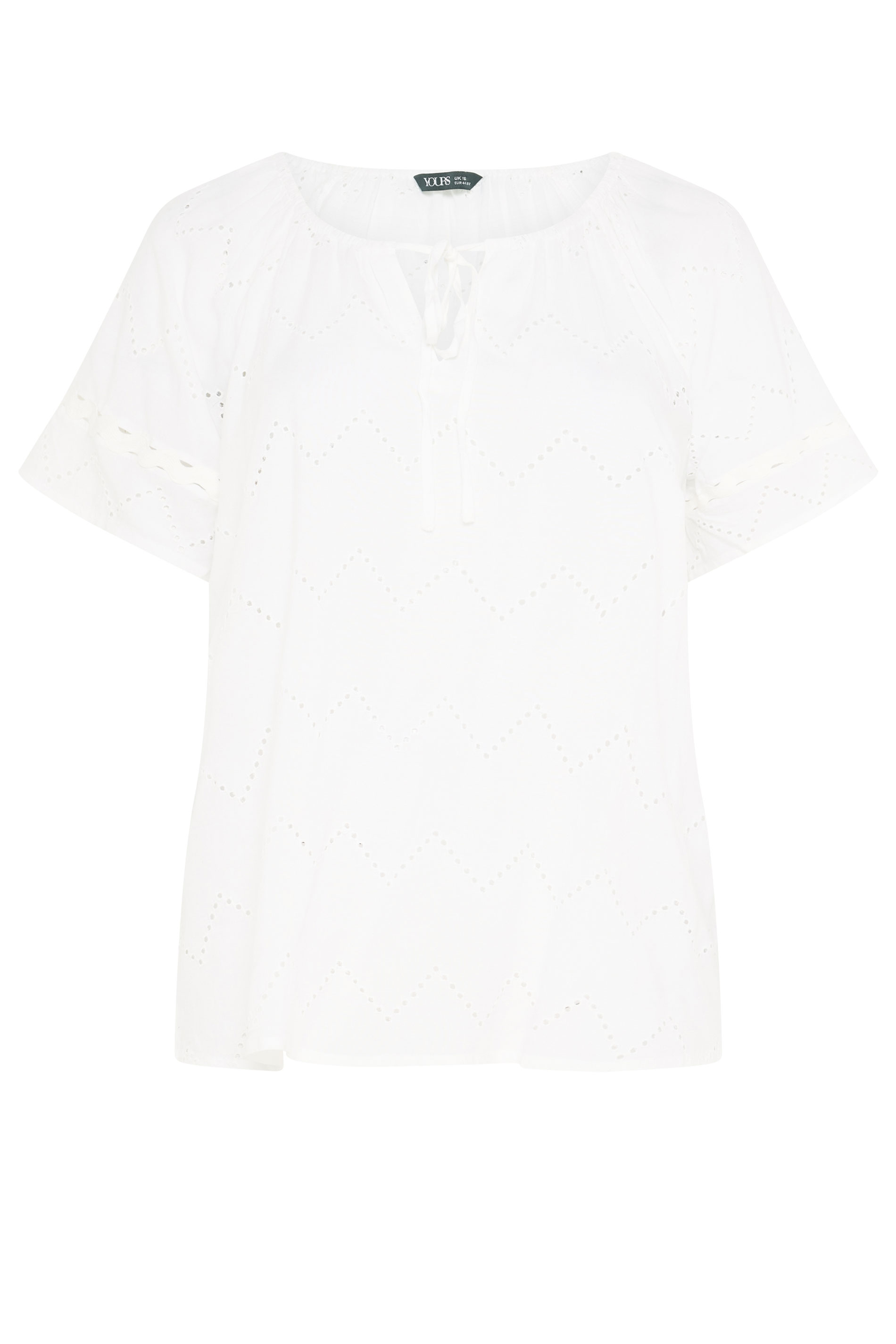 YOURS Plus Size White Broderie Anglaise Scallop Blouse | Yours Clothing 5