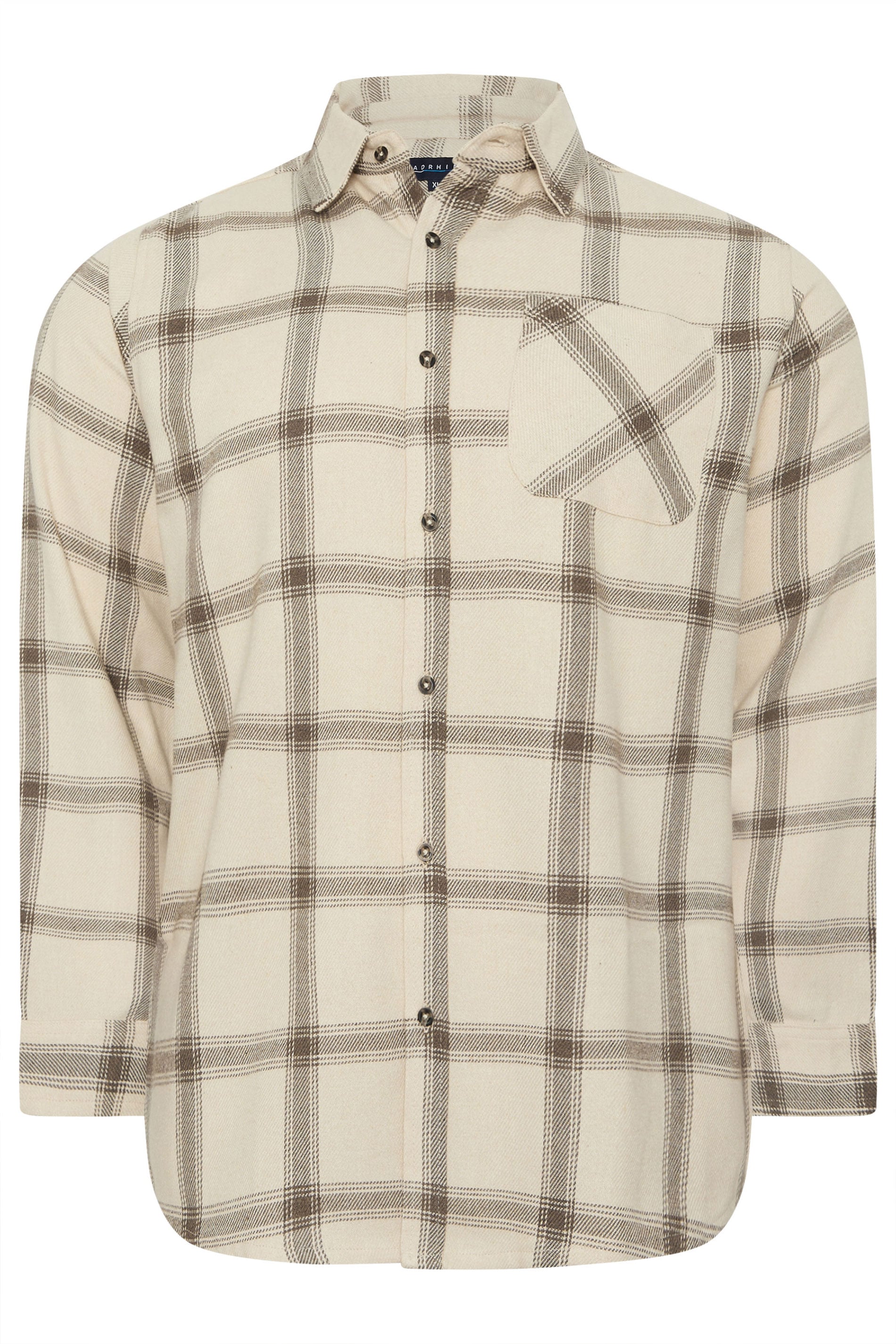 BadRhino Big & Tall Brown Checked Long Sleeve Shirt | BadRhino 6
