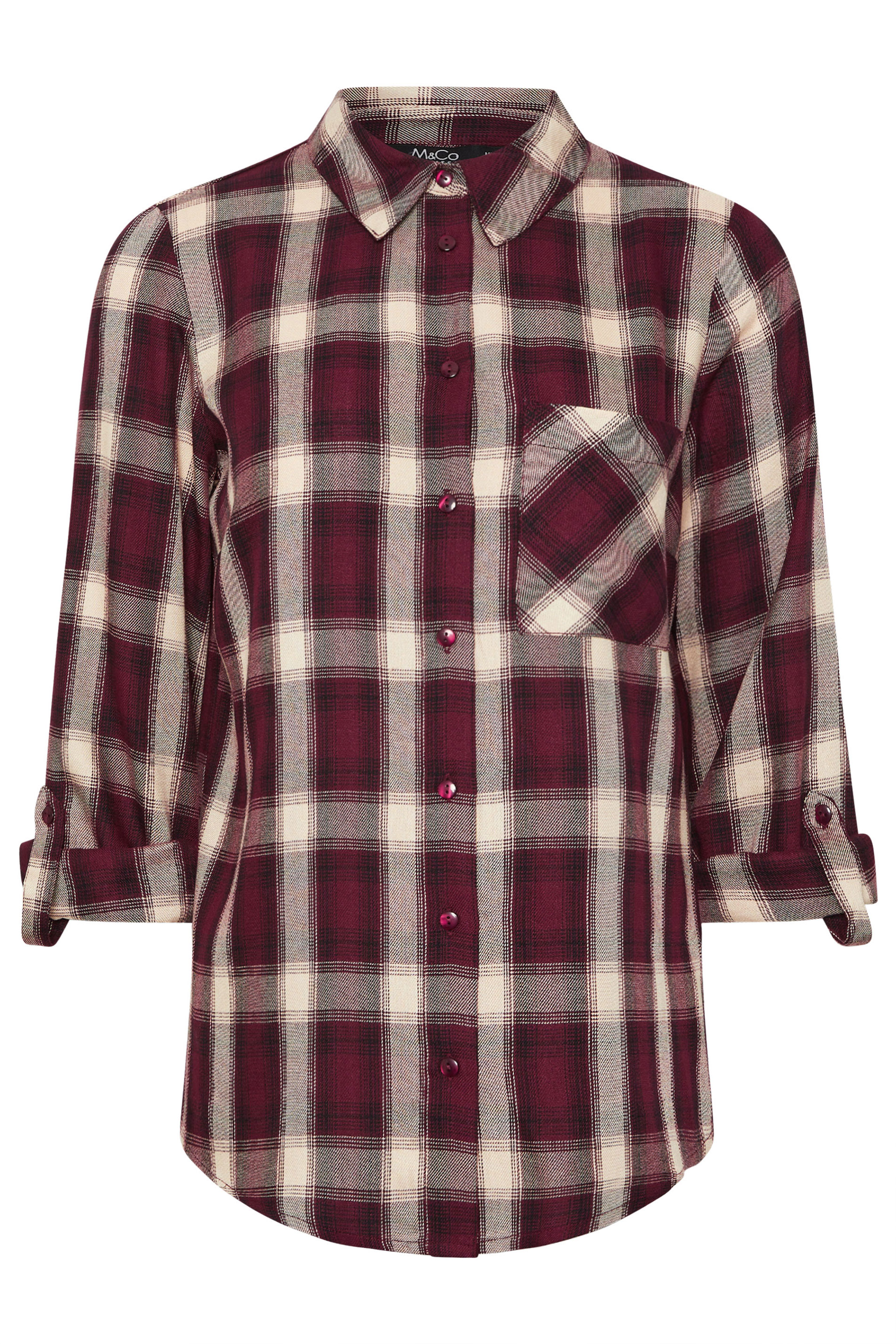 M&Co Petite Berry Red Check Shirt | M&Co 5