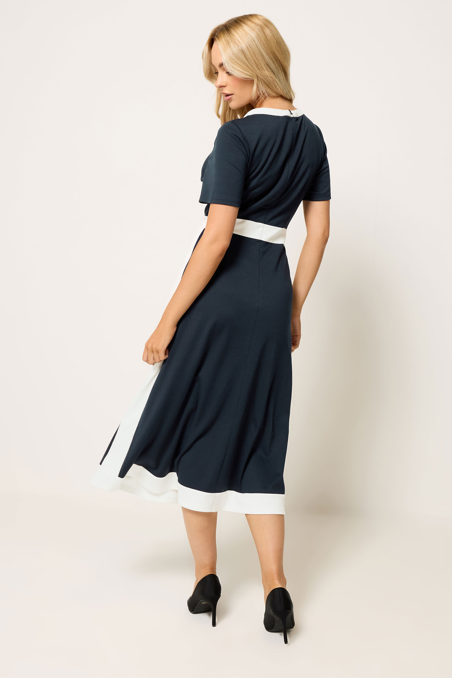 M&Co Navy Blue Colourblock Dress And Jacket Set | M&Co 4