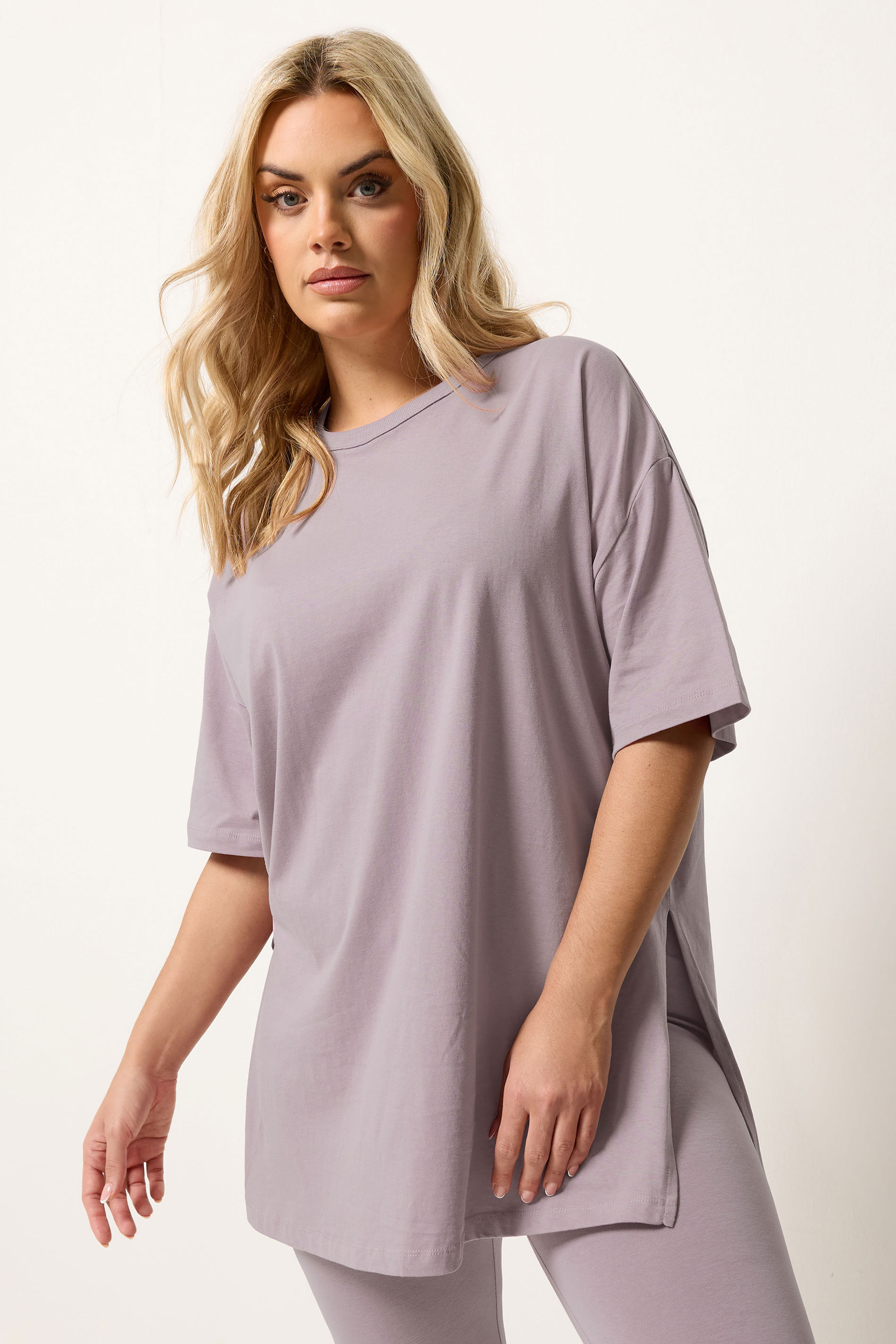 YOURS Plus Size Lilac Longline T-Shirt | Yours Clothing 3
