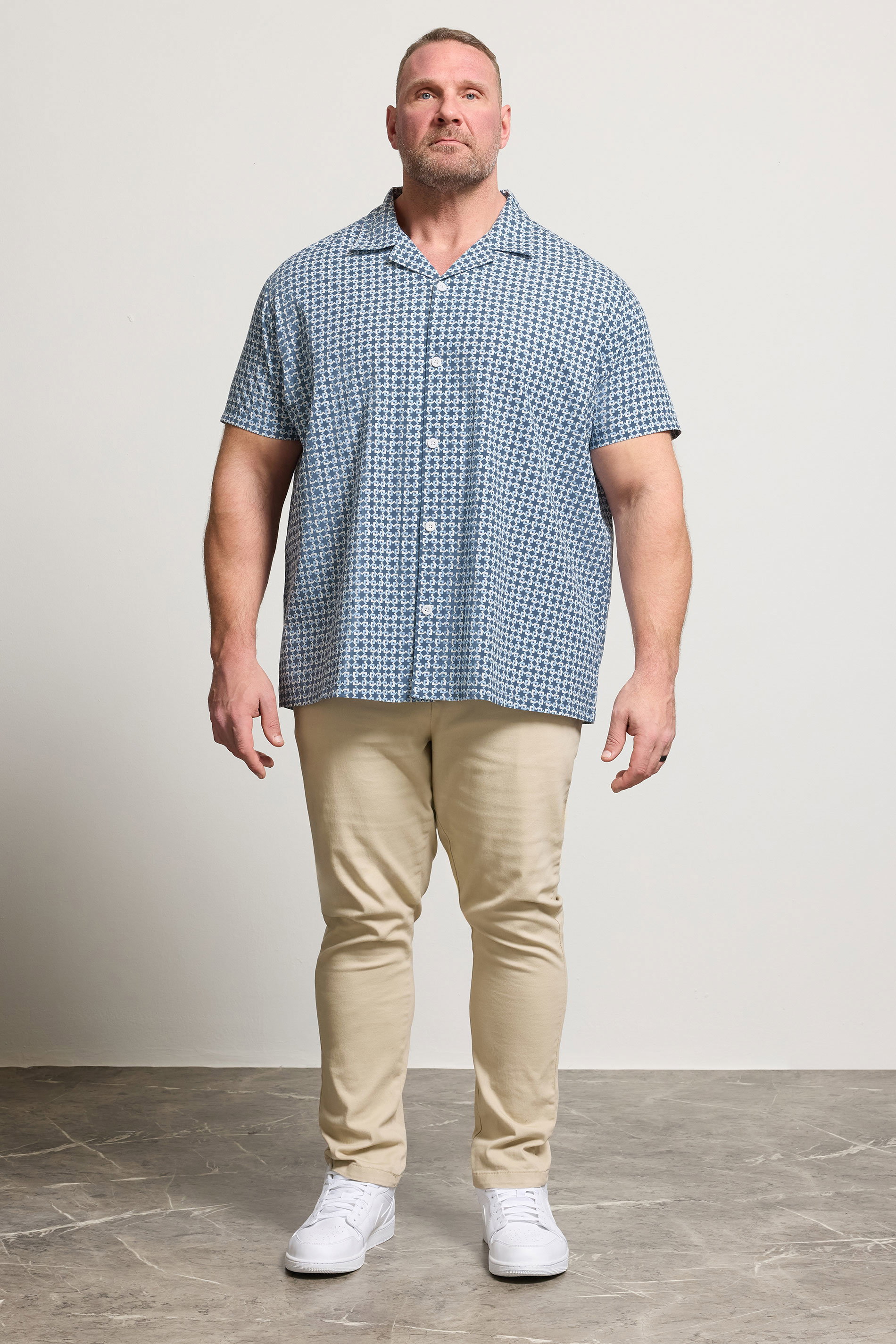 BadRhino Big & Tall Blue Geometric Poplin Shirt | BadRhino 2