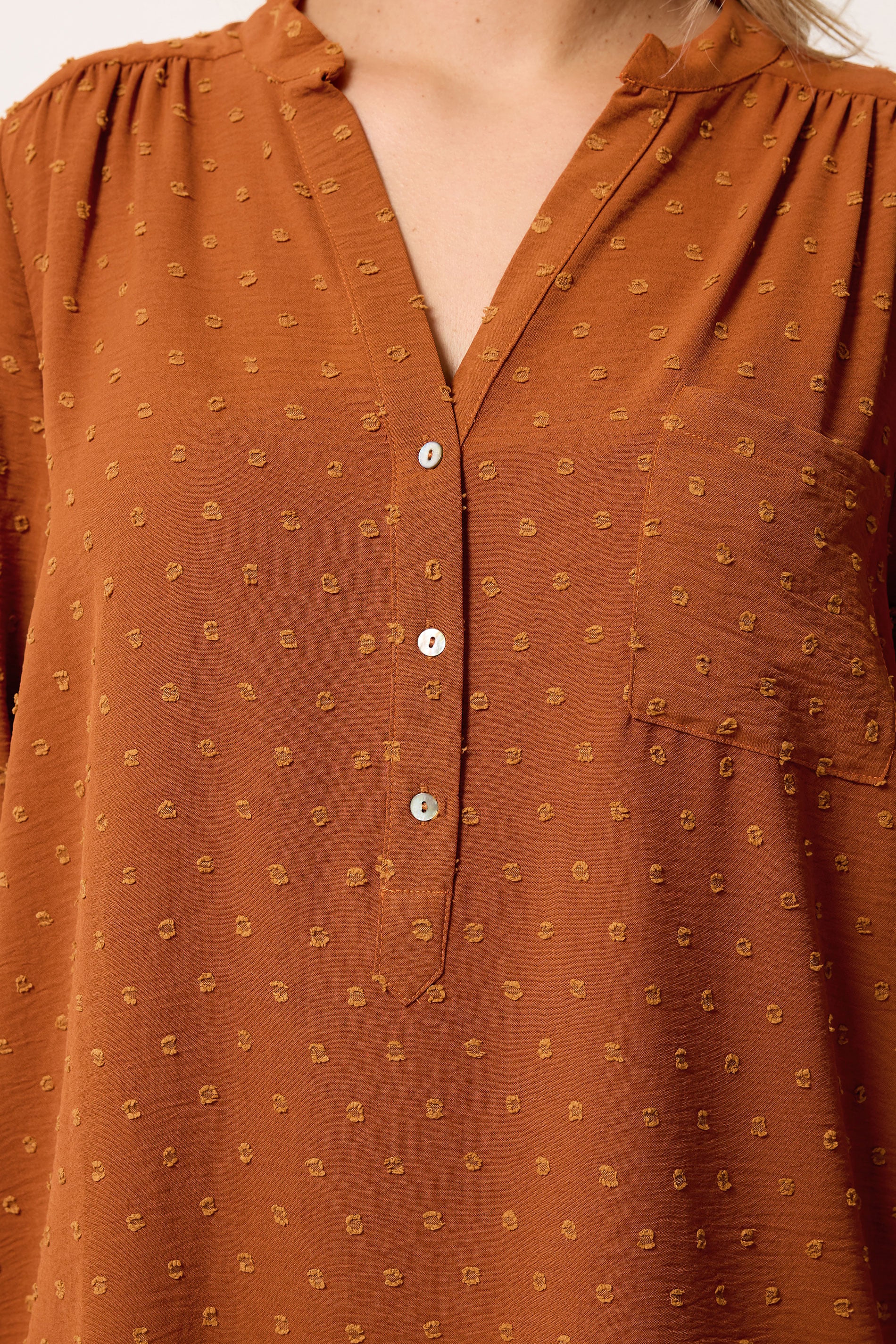 YOURS Plus Size Rust Orange Dobby Shirt  | Yours Clothing 4
