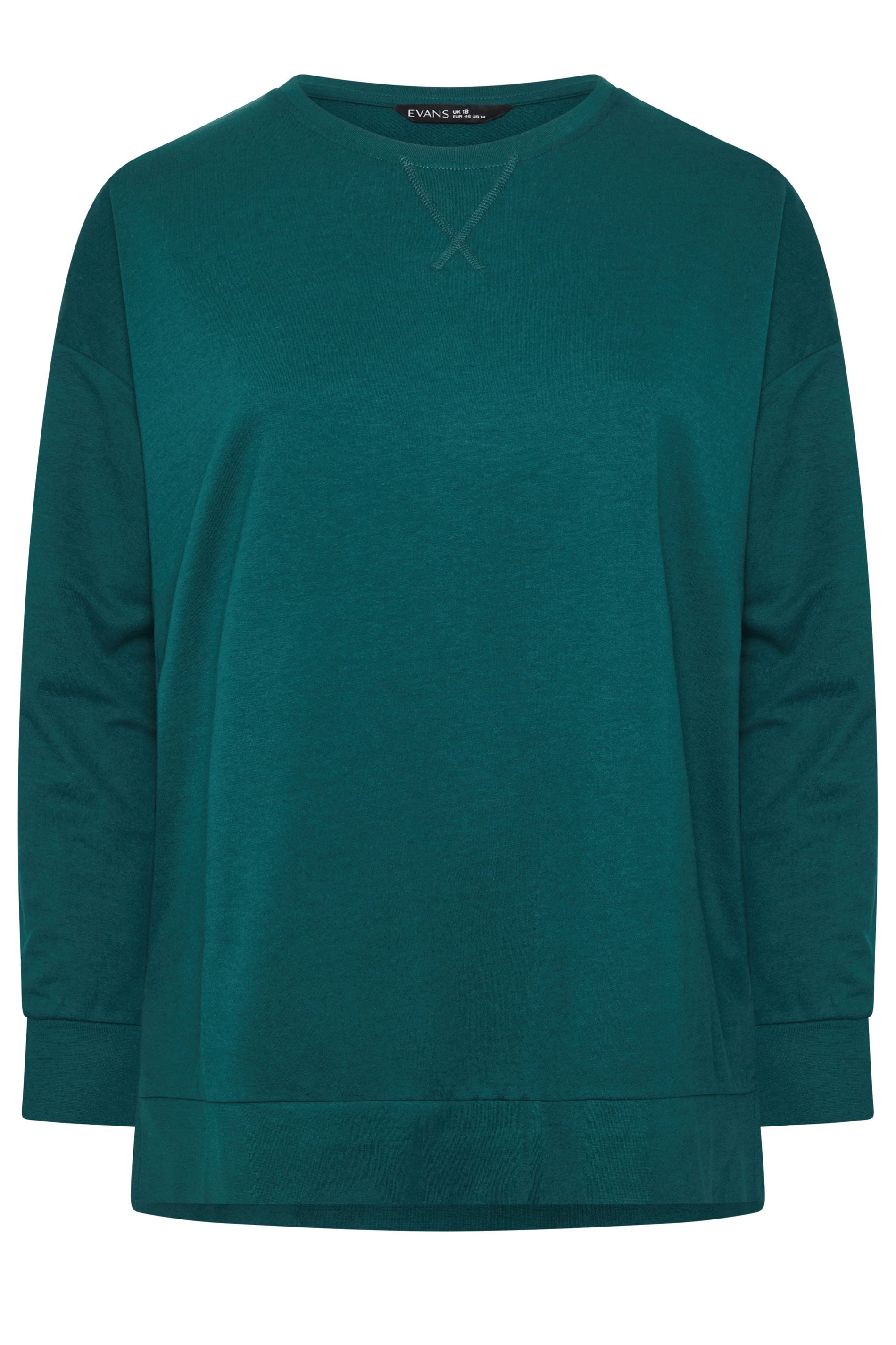 EVANS Plus Size Teal Green Luxe Sweatshirt | Evans 5