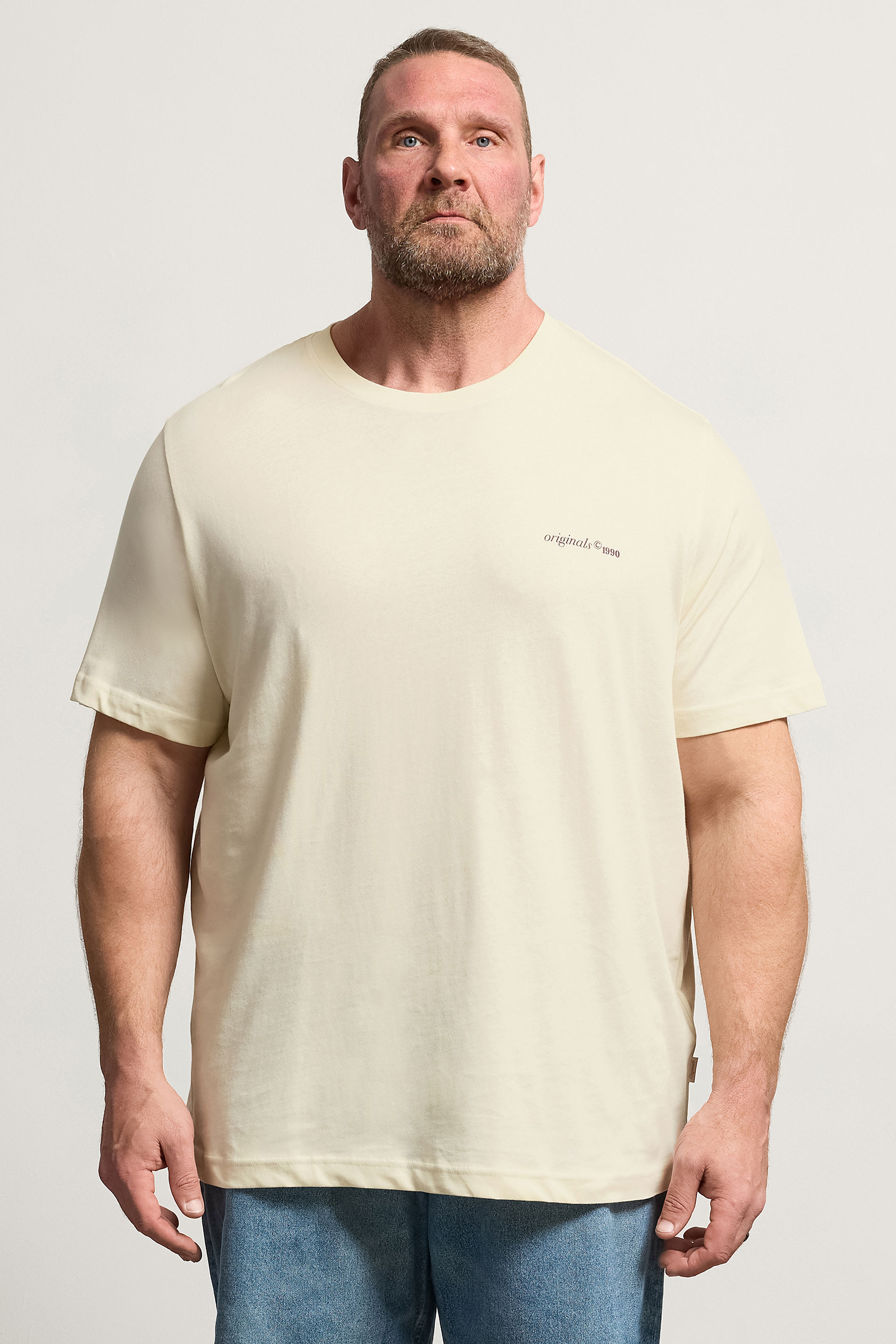 JACK & JONES Big & Tall Antique White Back Graphic Tee | BadRhino 3