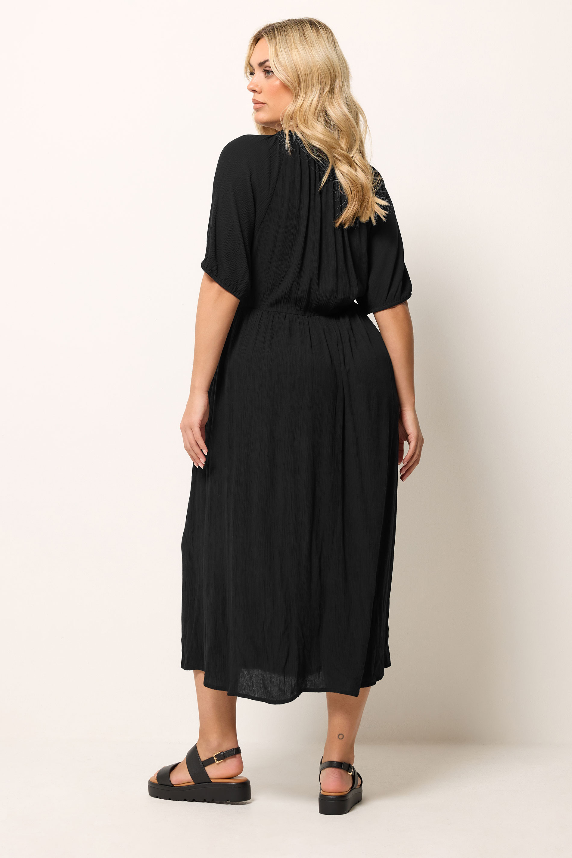 YOURS Plus Size Black Embroidered Maxi Dress | Yours Clothing 2