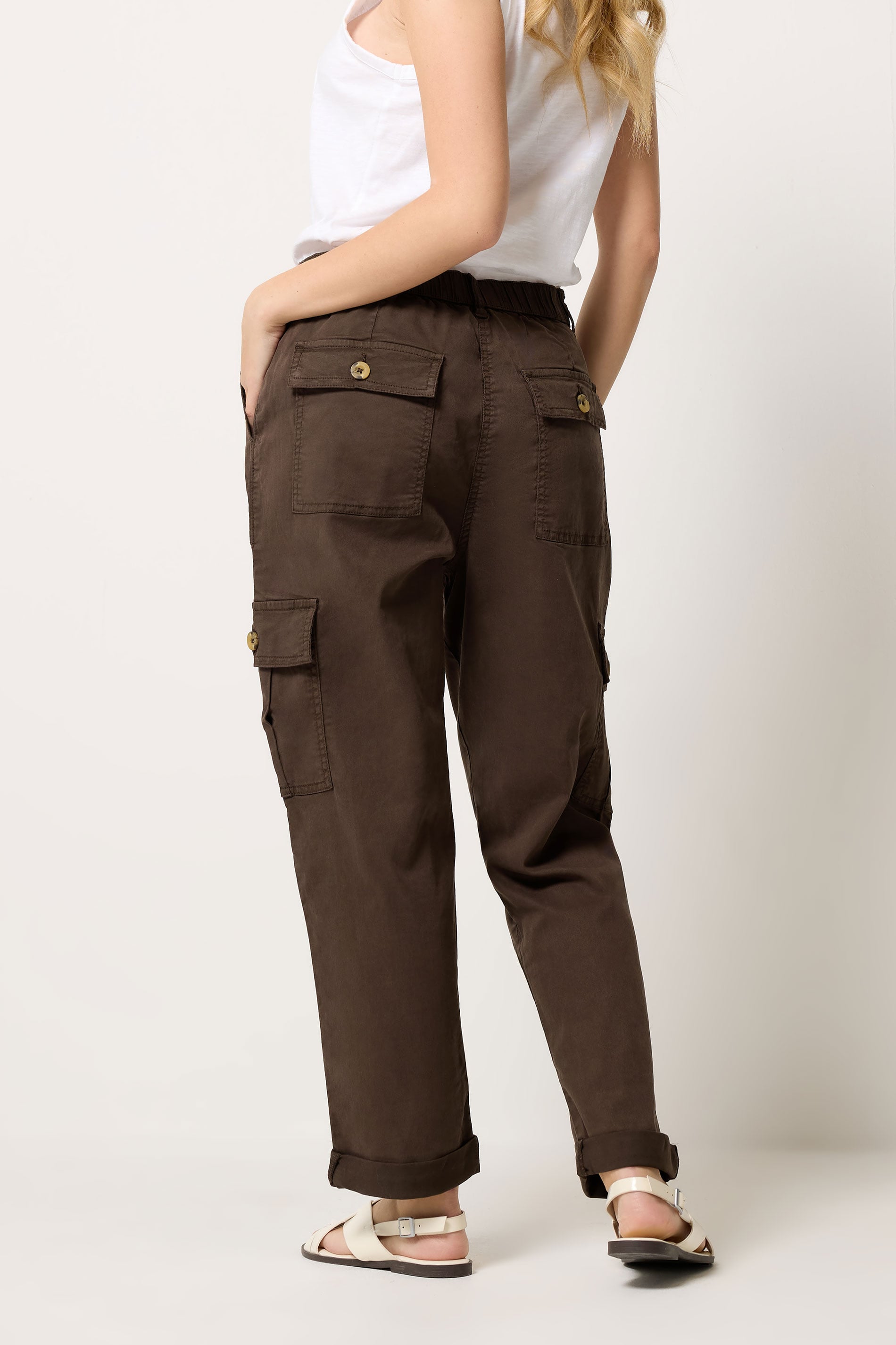M&Co Chocolate Brown Cargo Trousers | M&Co 2
