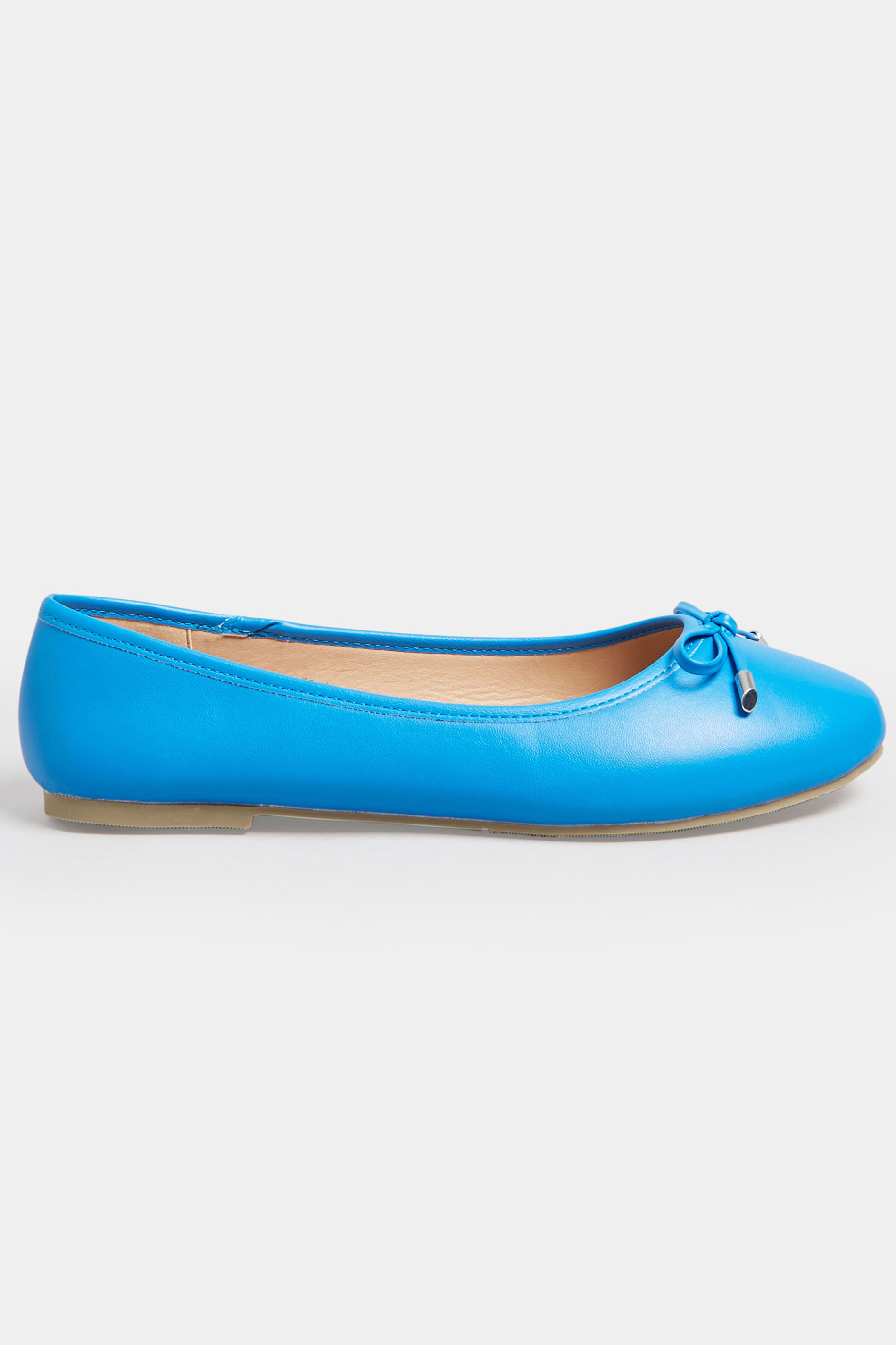 Blue Ballerina Pumps In Wide E Fit & Extra Wide EEE Fit | Yours Clothing