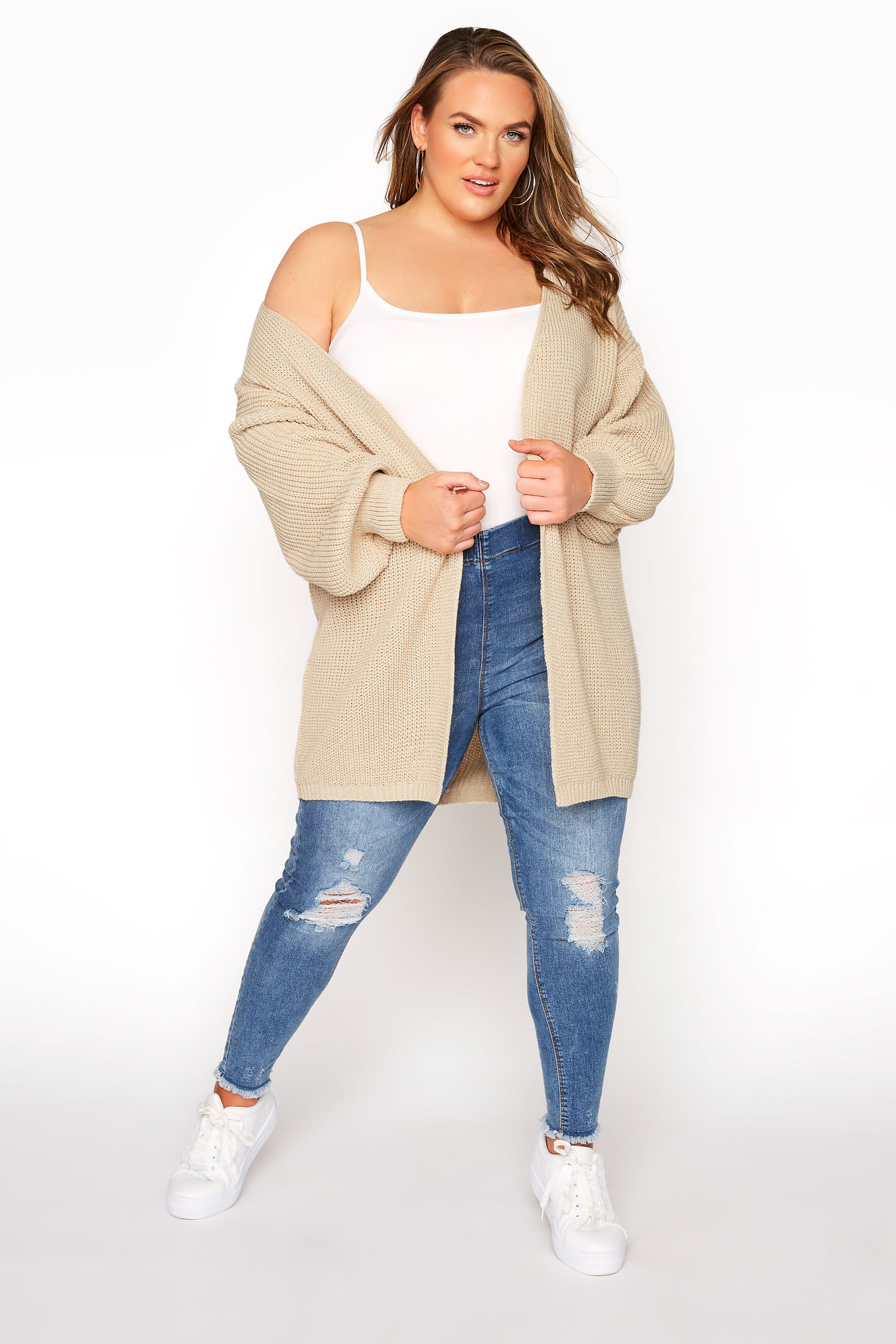 Baglæns kalorie Charmerende Plus Size Stone Beige Balloon Sleeve Cardigan | Yours Clothing