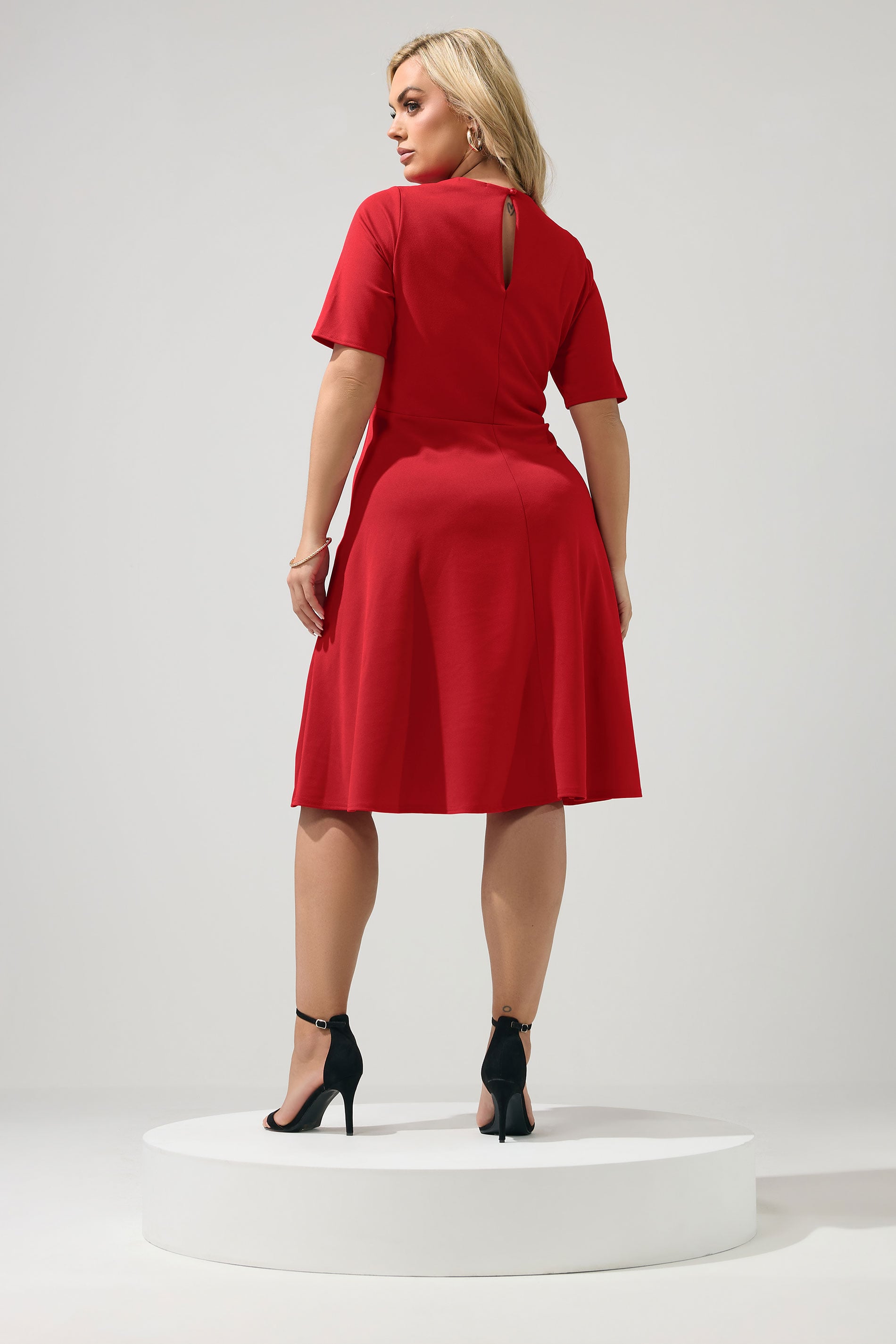 YOURS LONDON Plus Size Red Midi Skater Dress | Yours Clothing 2