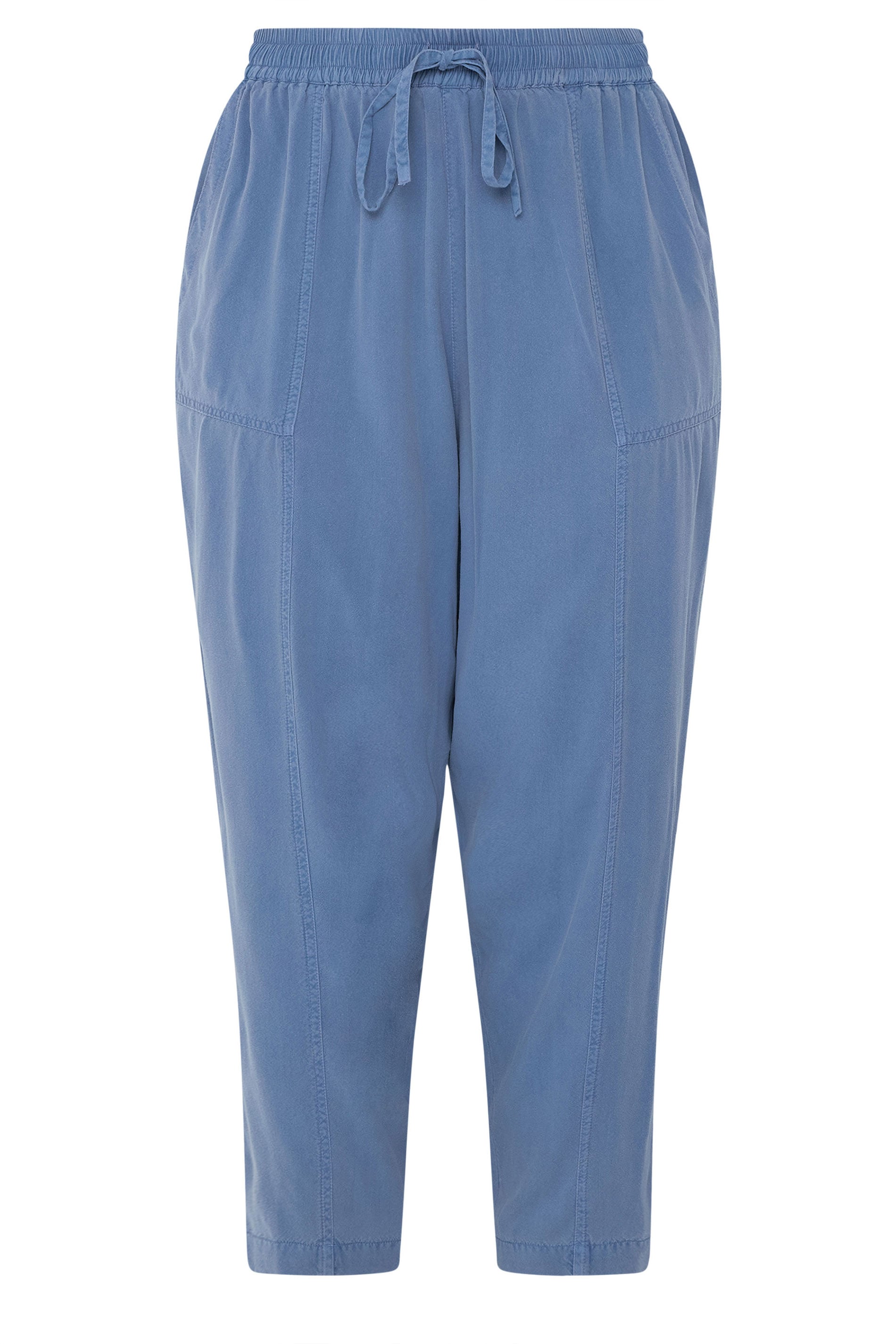 YOURS Plus Size Blue Chambray Barrel Trousers | Yours Clothing 5
