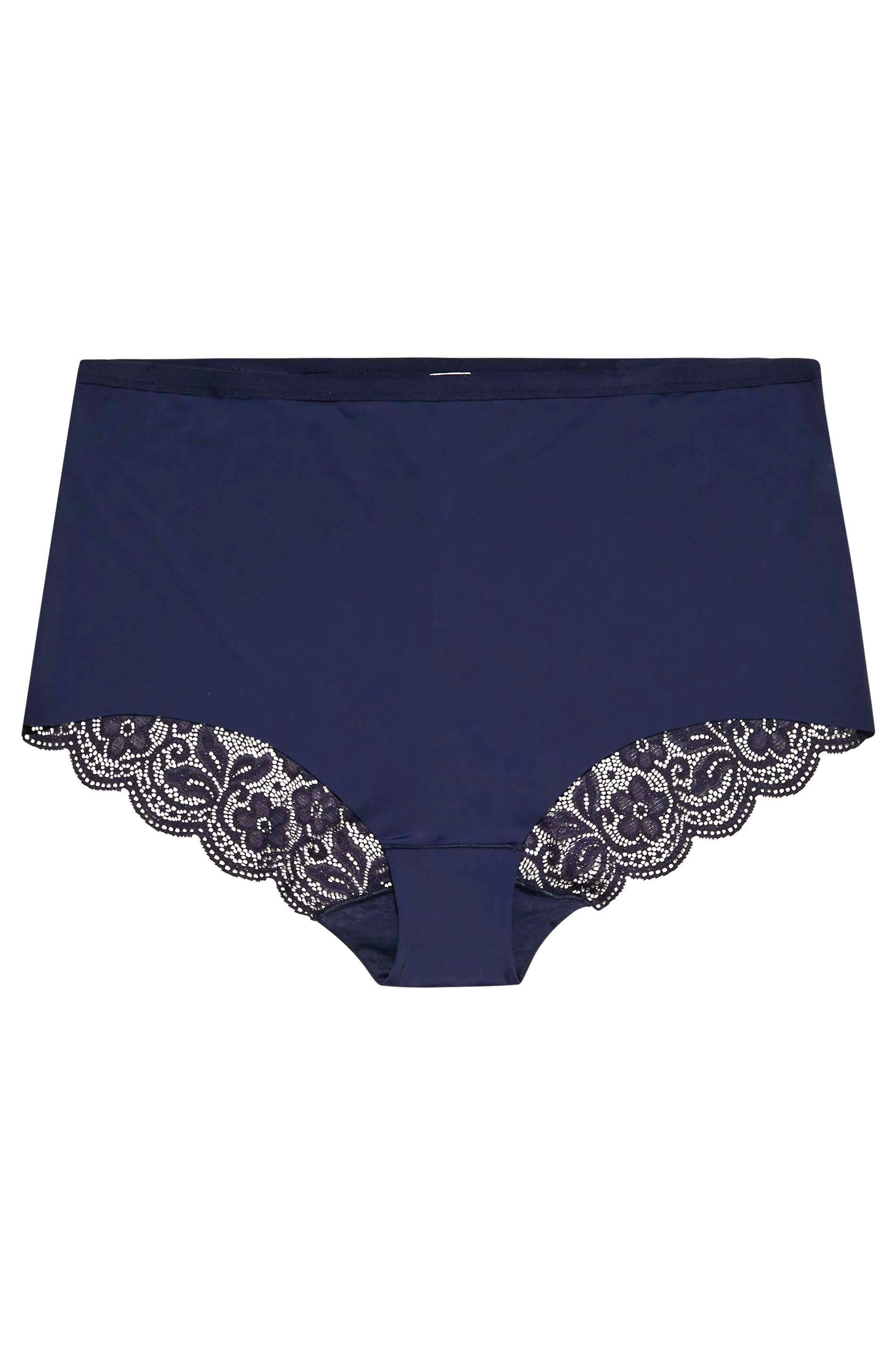 Plus Size Navy Blue Lace Back High Waisted Knickers | Yours Clothing 3