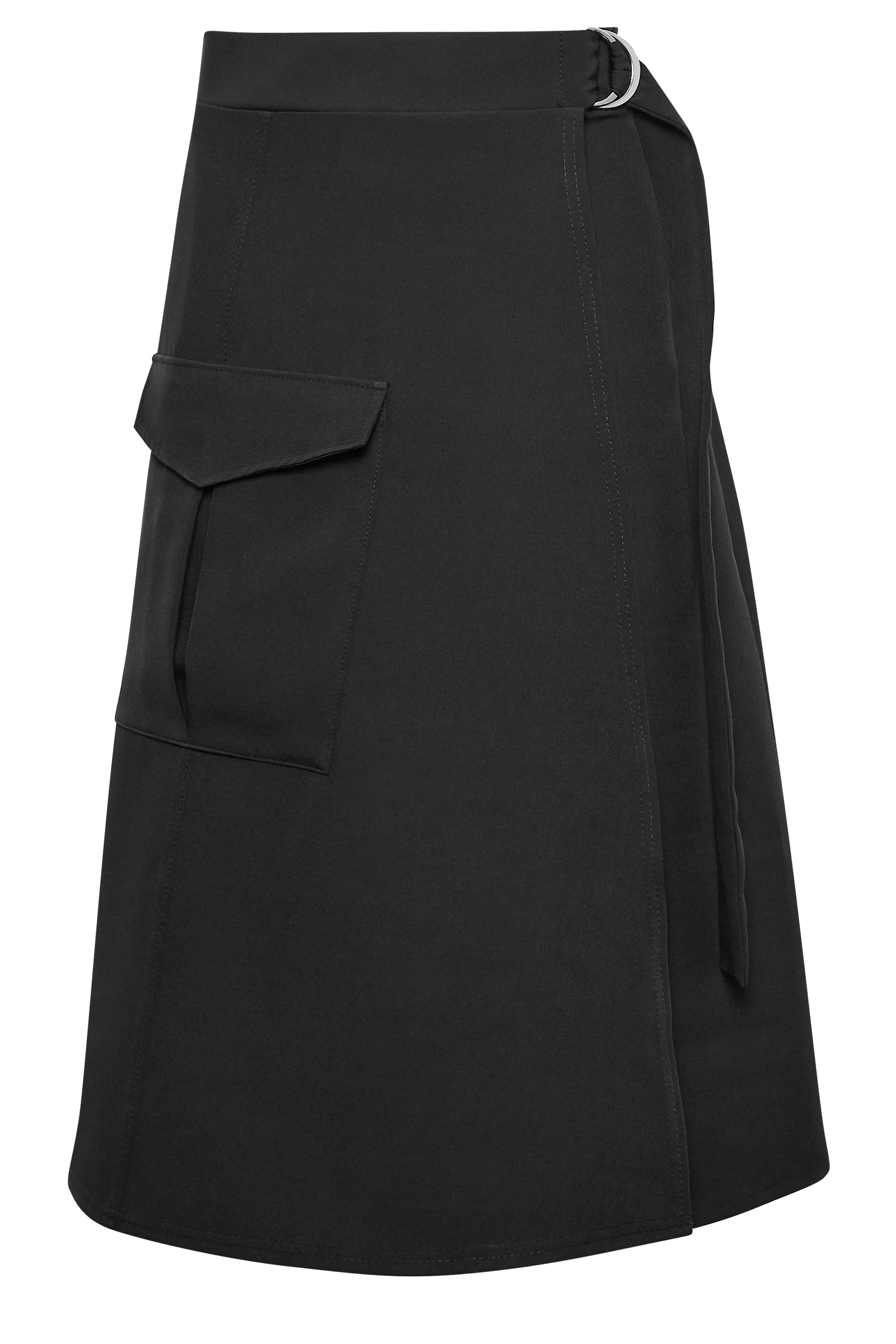 YOURS PETITE Plus Size Black Wrap Cargo Midi Skirt | Yours Clothing 1