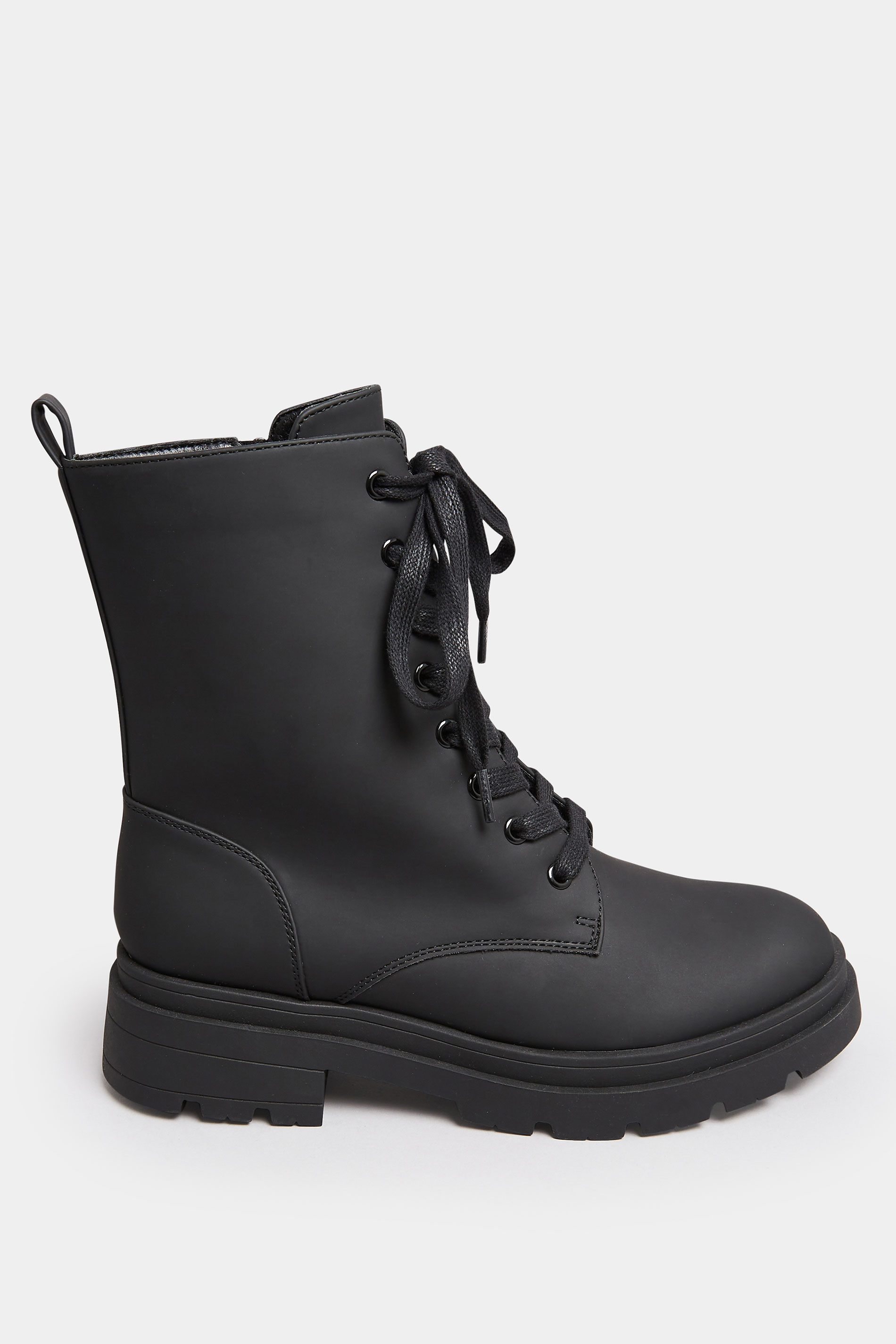LIMITED COLLECTION Black Chunky Lace Up Boots In Wide E Fit & Extra Wide EEE Fit | Yours Clothing 3
