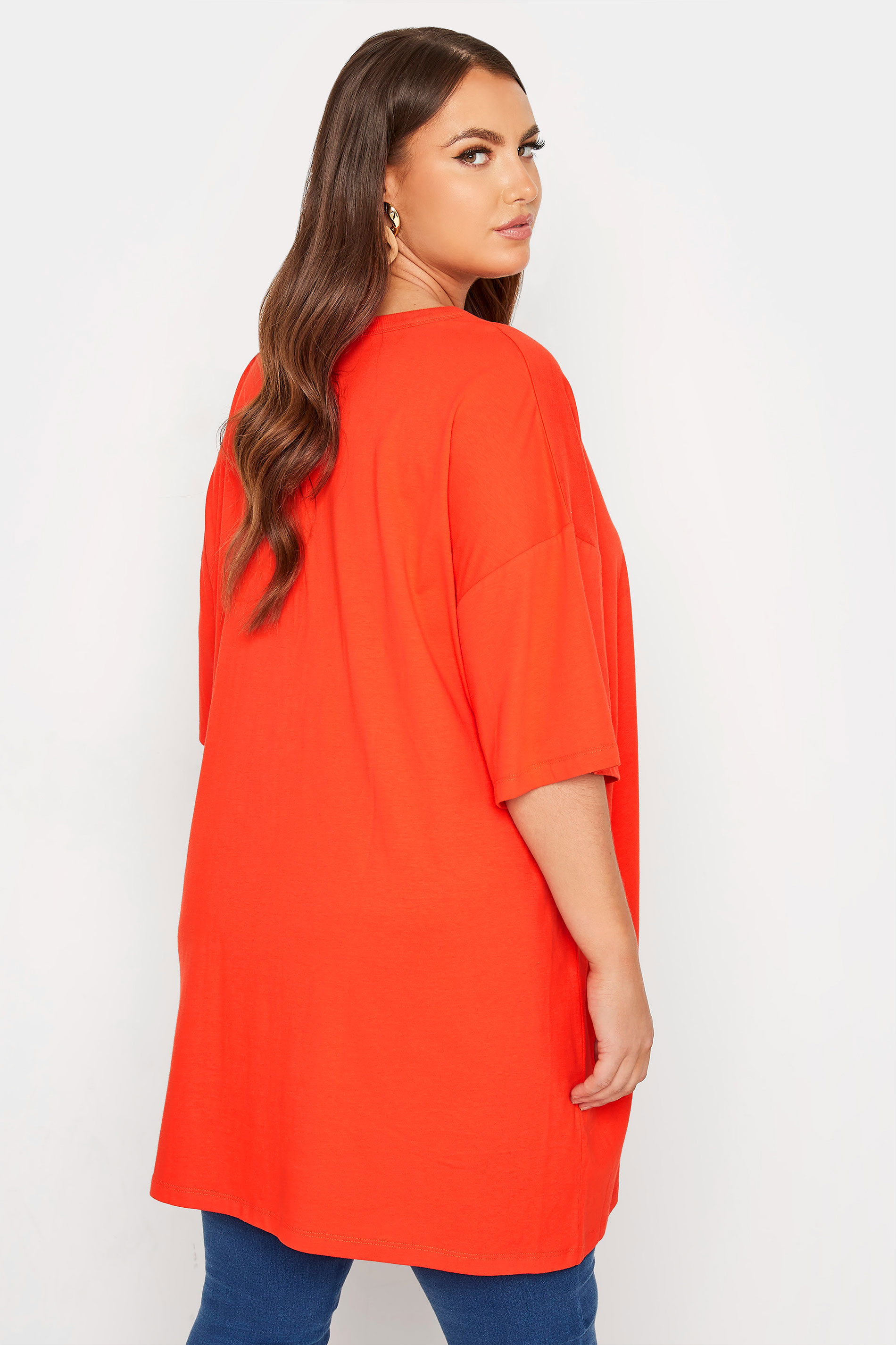 Grande taille  Tops Grande taille  T-Shirts | T-Shirt Orange Fluo en Jersey Design Oversize - PJ25443