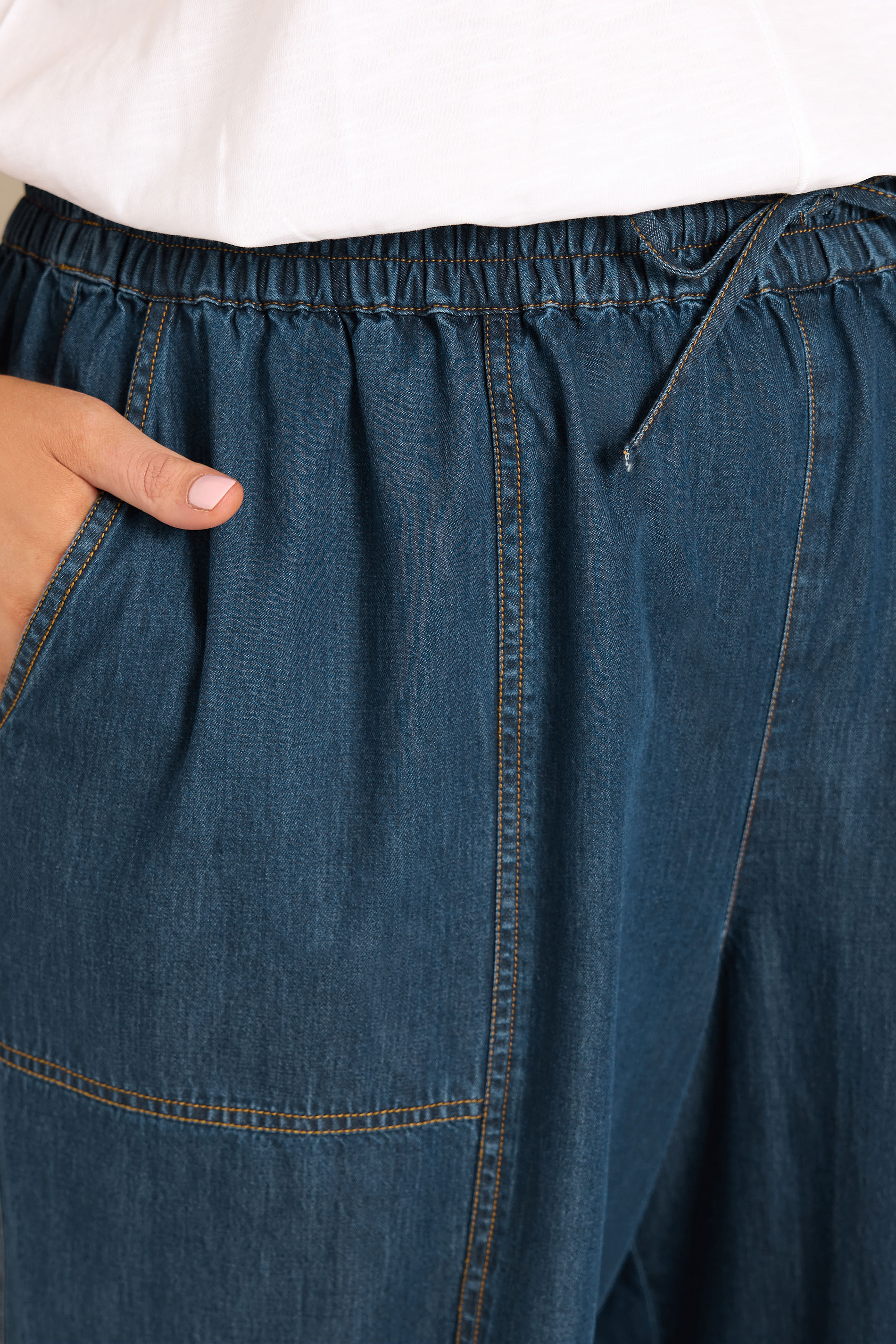 EVANS Plus Size Indigo Cotton Denim Crop Trouser | Evans 4