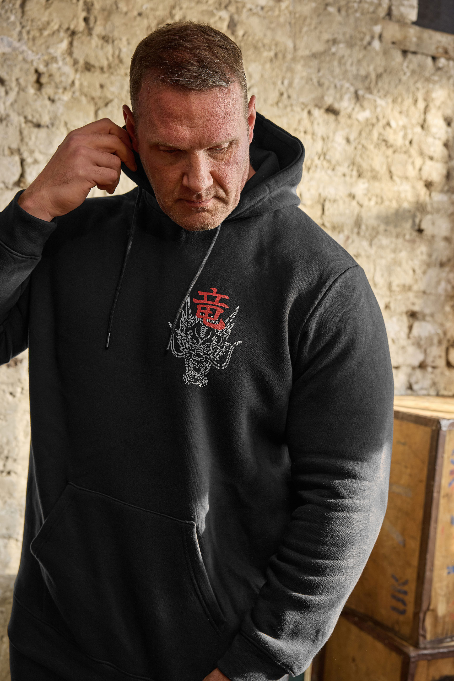 BadRhino Big & Tall Black Dragon Graphic Hoodie | BadRhino 3