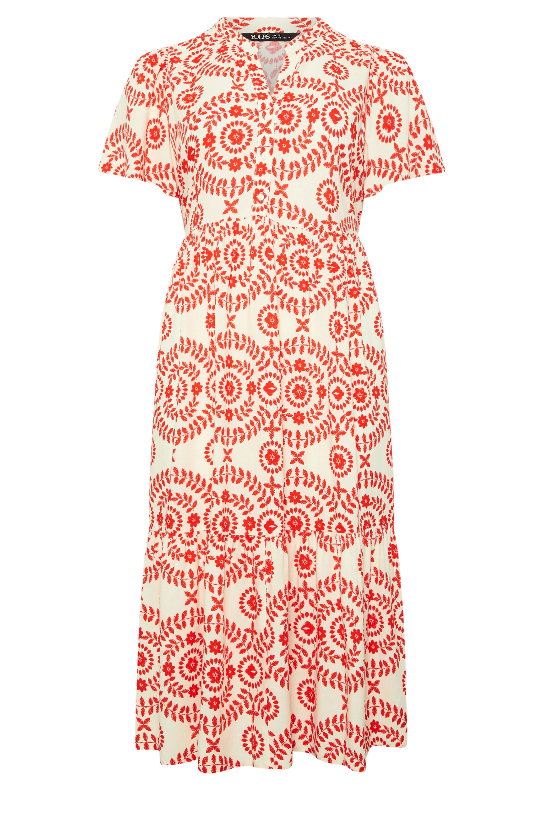 YOURS Plus Size Red Floral Half Placket Maxi Dress | Yours Clothing 5