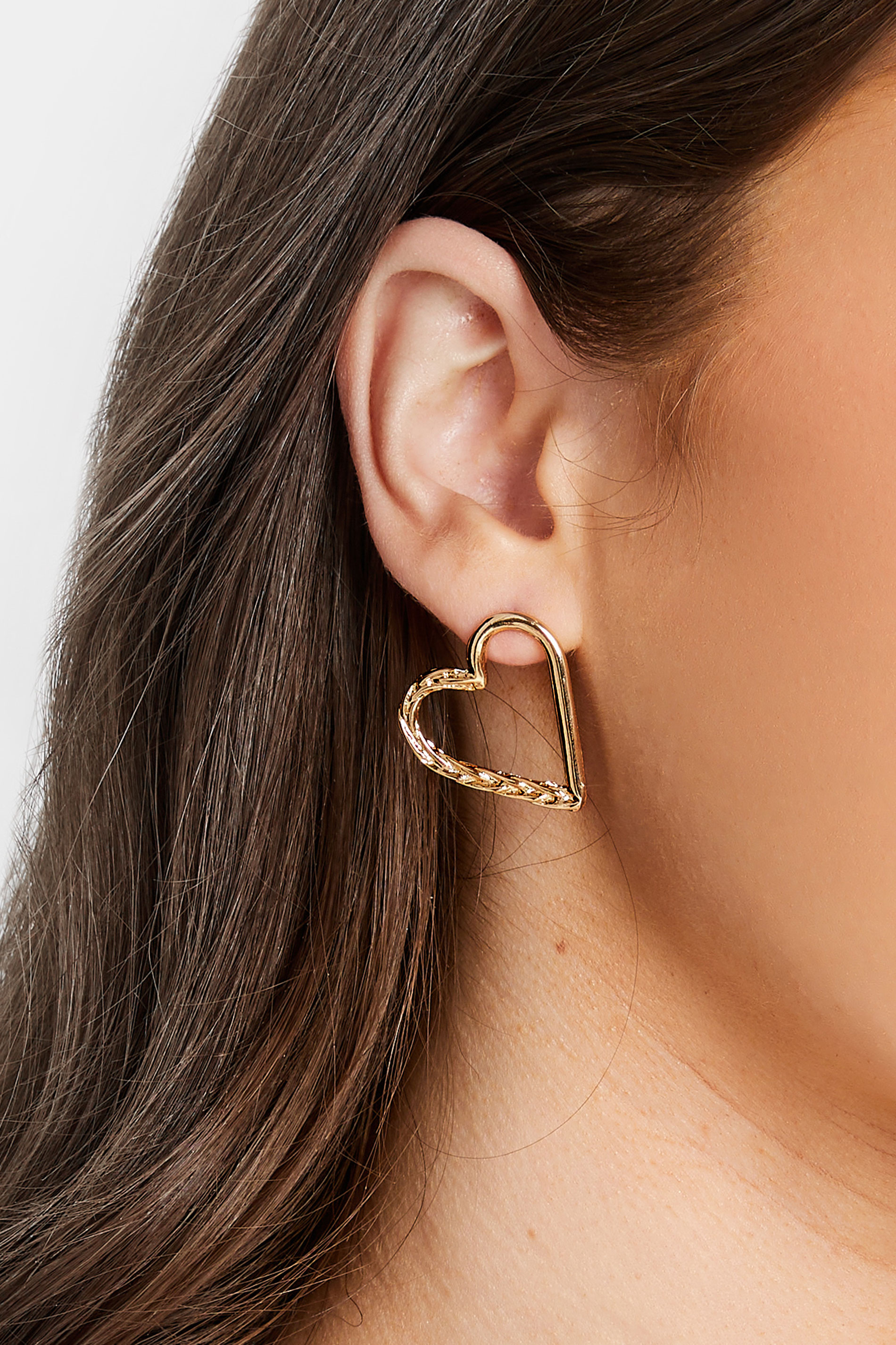 Gold Twist Heart Earrings | Yours Clothing 1