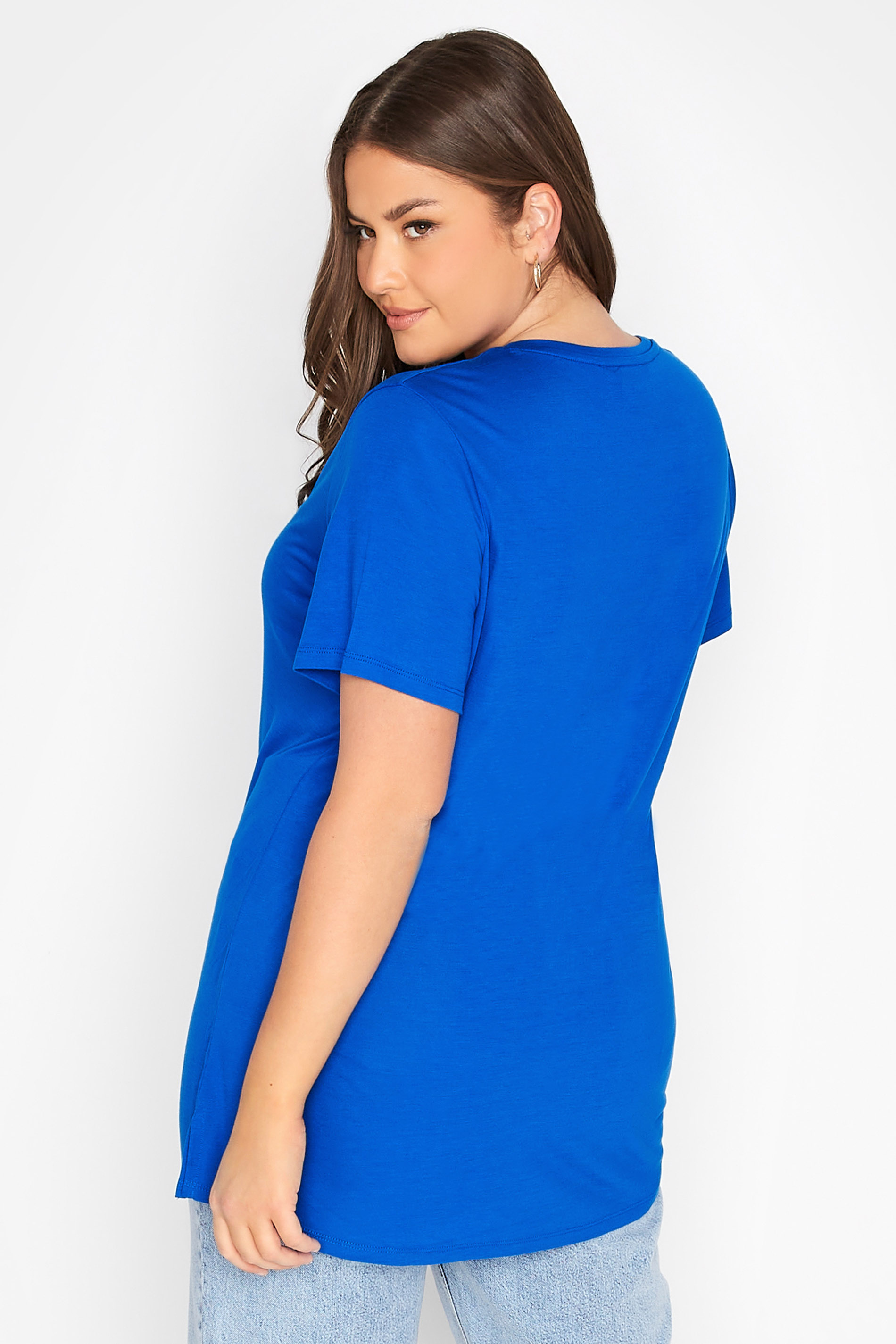 Grande taille  Tops Grande taille  T-Shirts | T-Shirt Bleu Roi Brodé Aztèque à Ficelle - JK28205