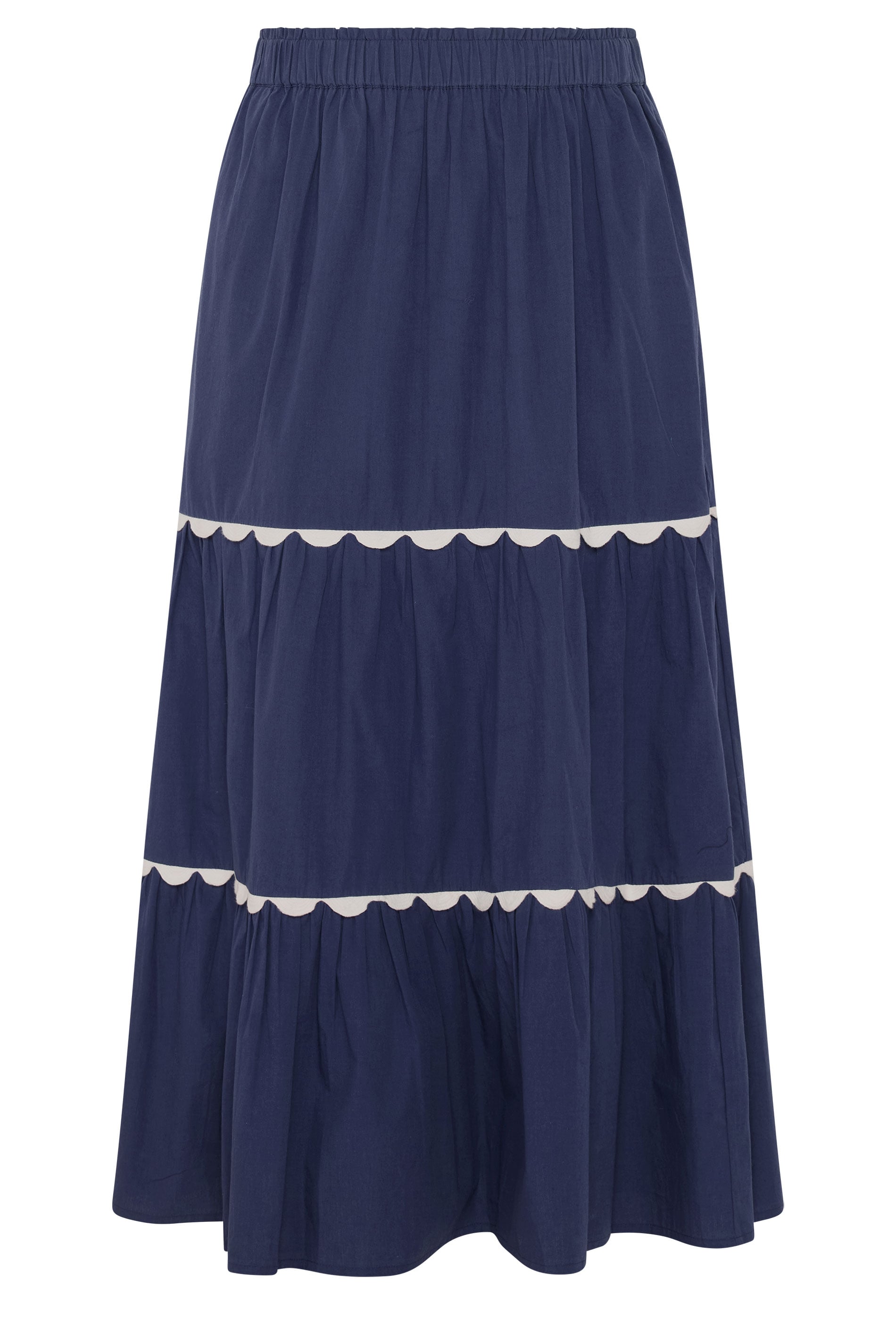 YOURS Plus Size  Navy Blue Scallop Trim Maxi Skirt | Yours Clothing  5