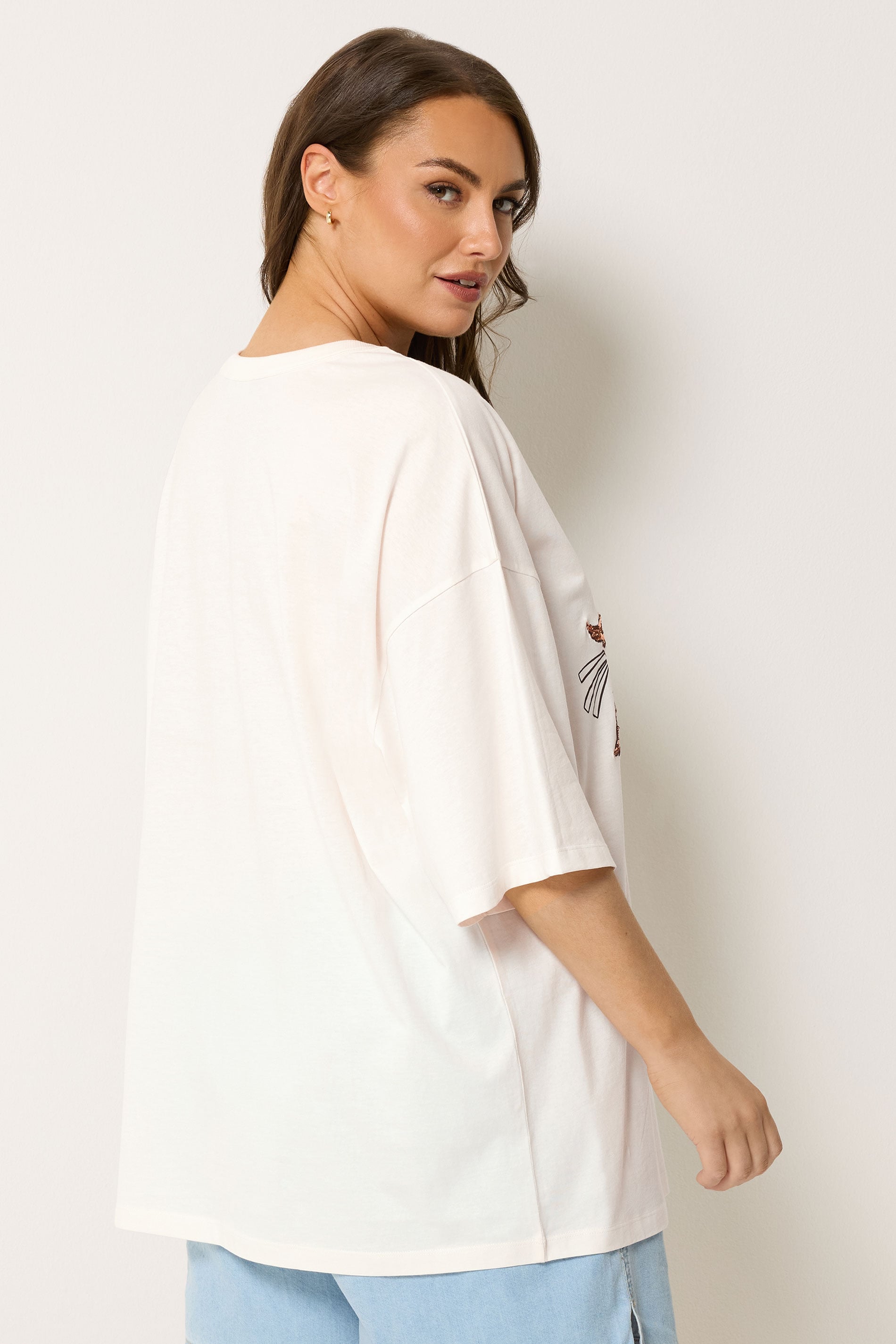 YOURS Plus Size White Embellished Oversized T-shirt | Yours Clothing 2