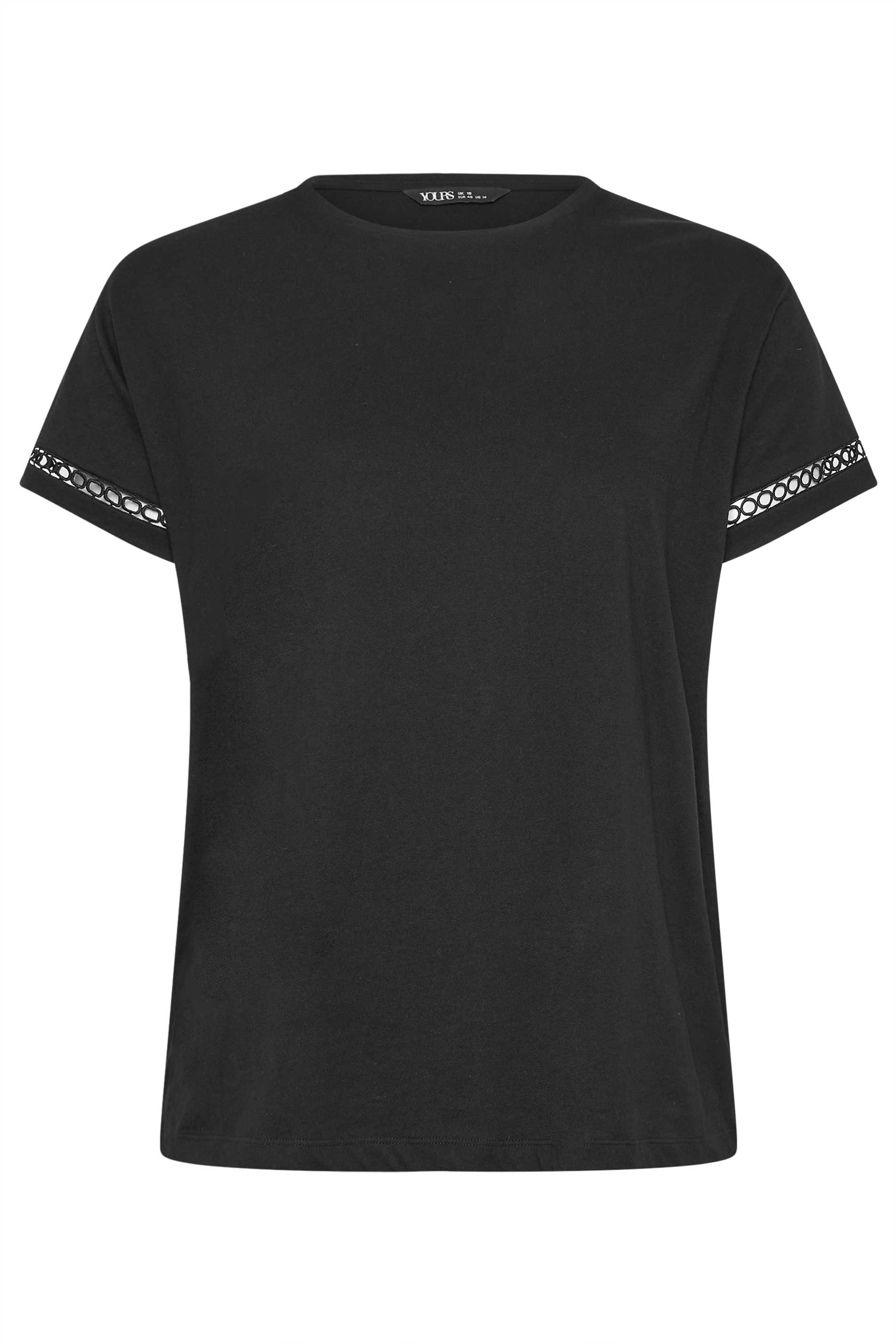 Buy Black Short Sleeve Crochet Crew Neck T-Shirt from the Next UK