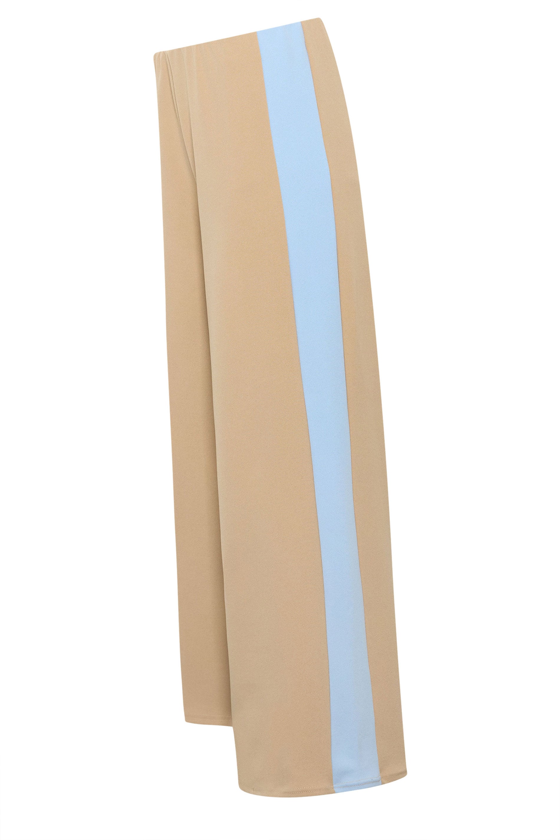 PixieGirl Petite Women's Natural Brown Side Stripe Scuba Wide Leg Trousers | PixieGirl 6
