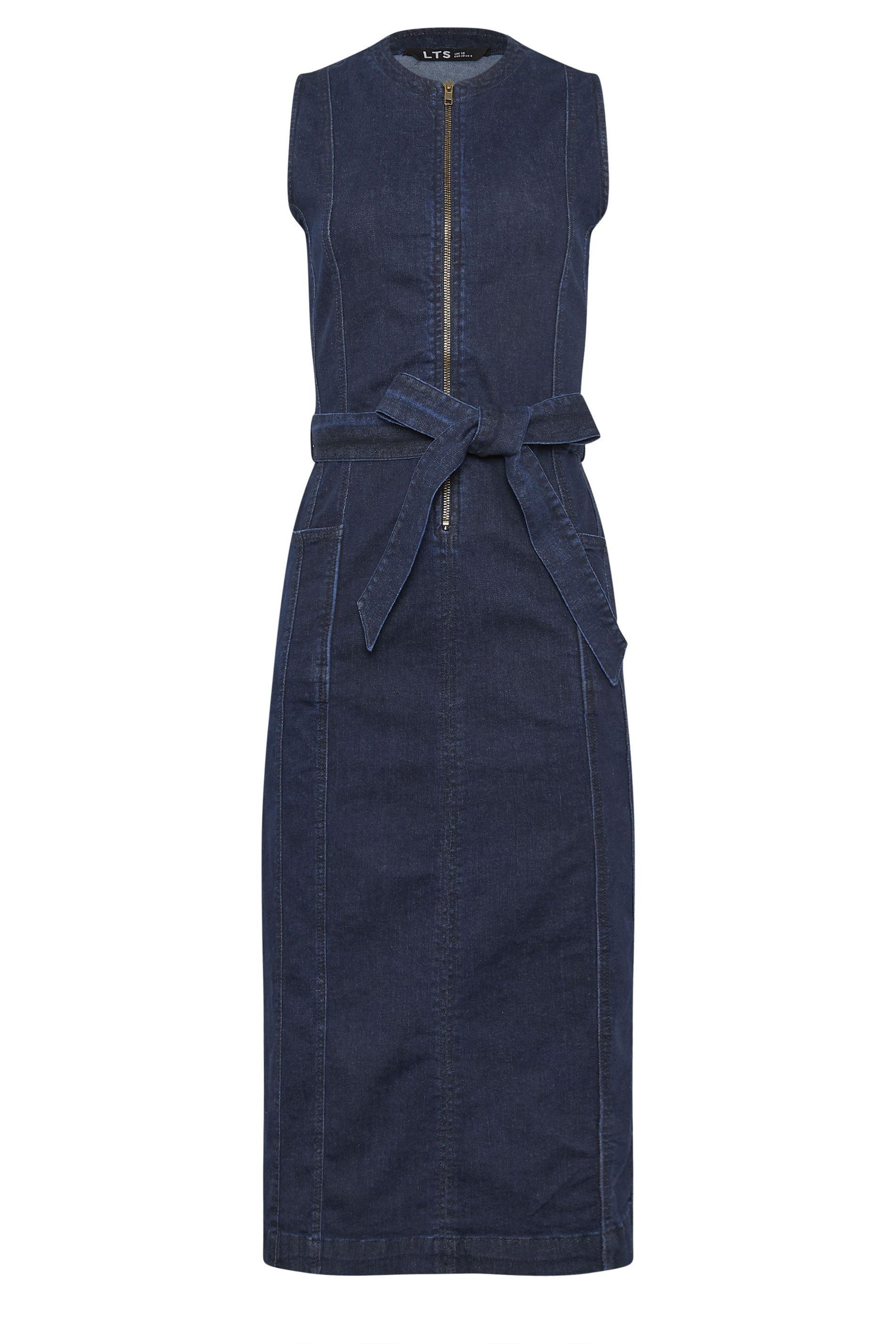 LTS Tall Women's Mid Blue Zip Front Denim Midi Dress | Long Tall Sally 5