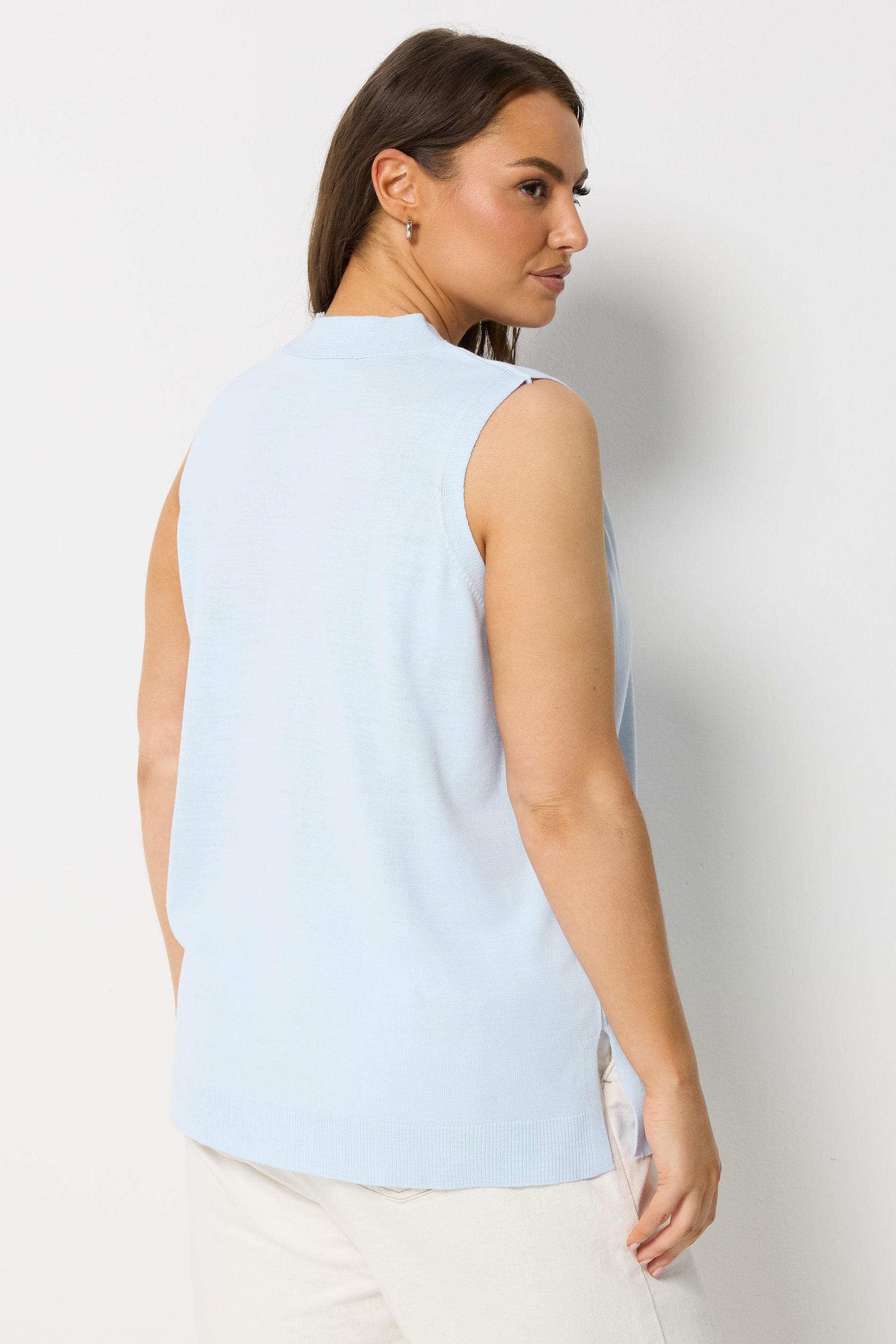 YOURS Plus Size Blue Knitted Waistcoat | Yours Clothing 2